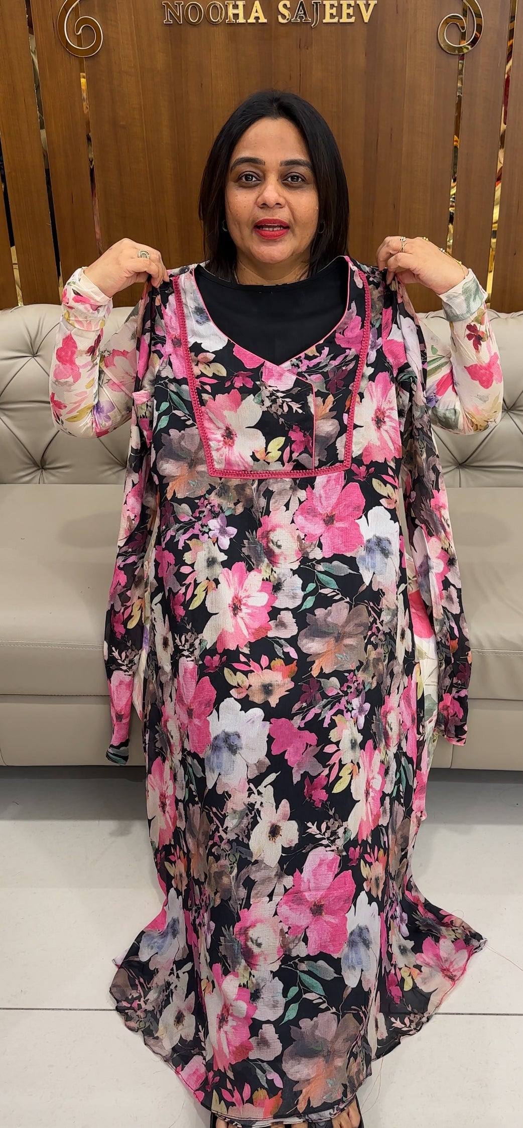 IHA'S IN - HOUSE PRINTED CHIFFON ALINE TOPS - IHA 26063