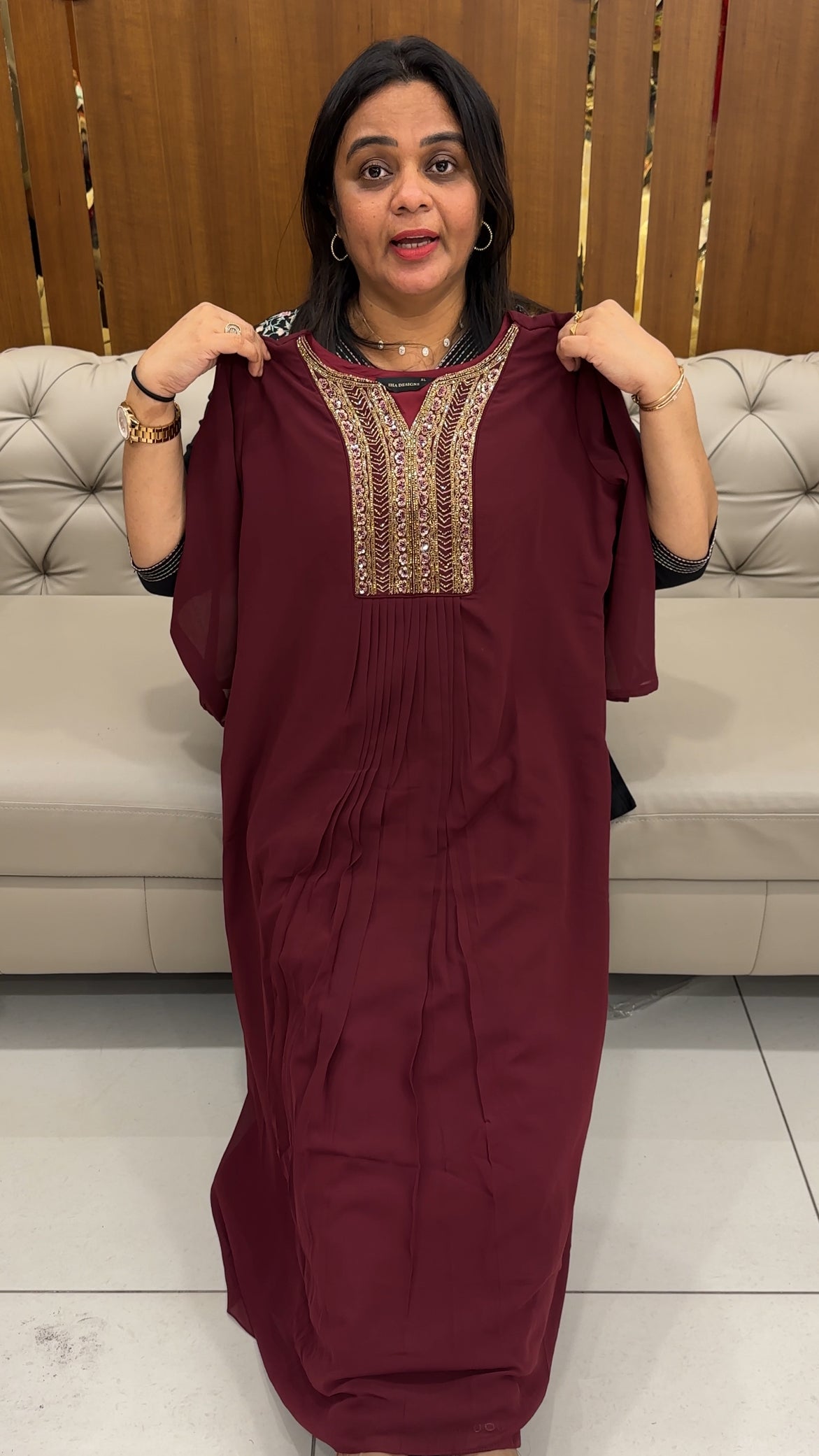 FAUX GEORGETTE LONG TOPS - IHA 28318