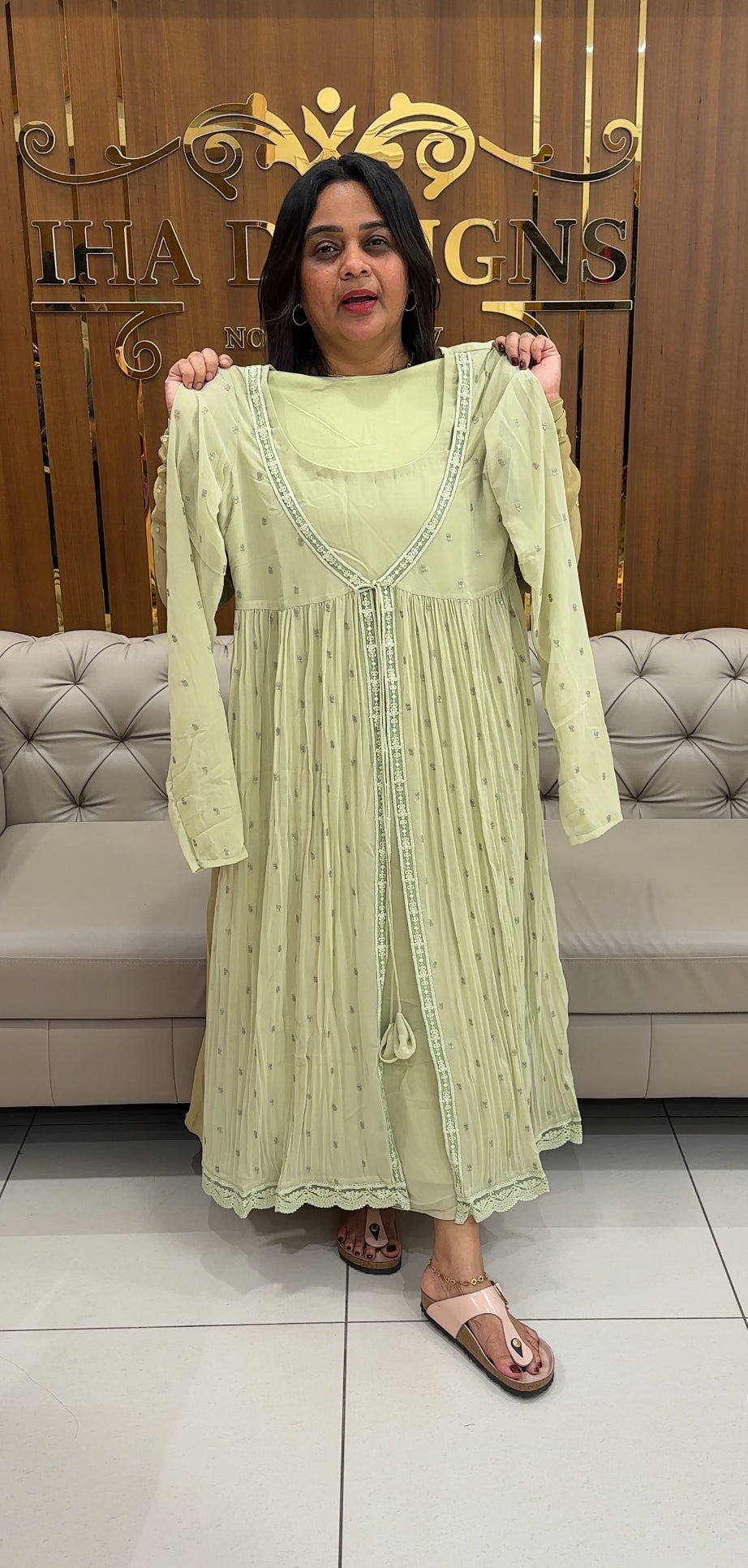IHA'S IN-HOUSE FAUX GEORGETTE ALINE TOP AND JACKET - IHA 27012