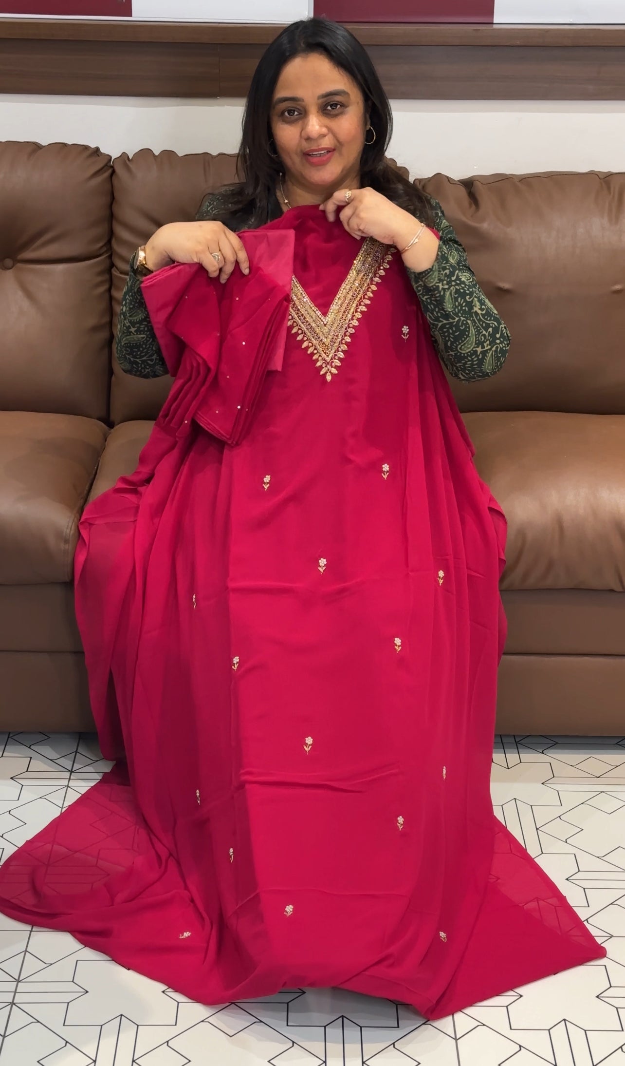 FAUX GEORGETTE UNSTITCHED SALWAR SUITS - IHA 27317