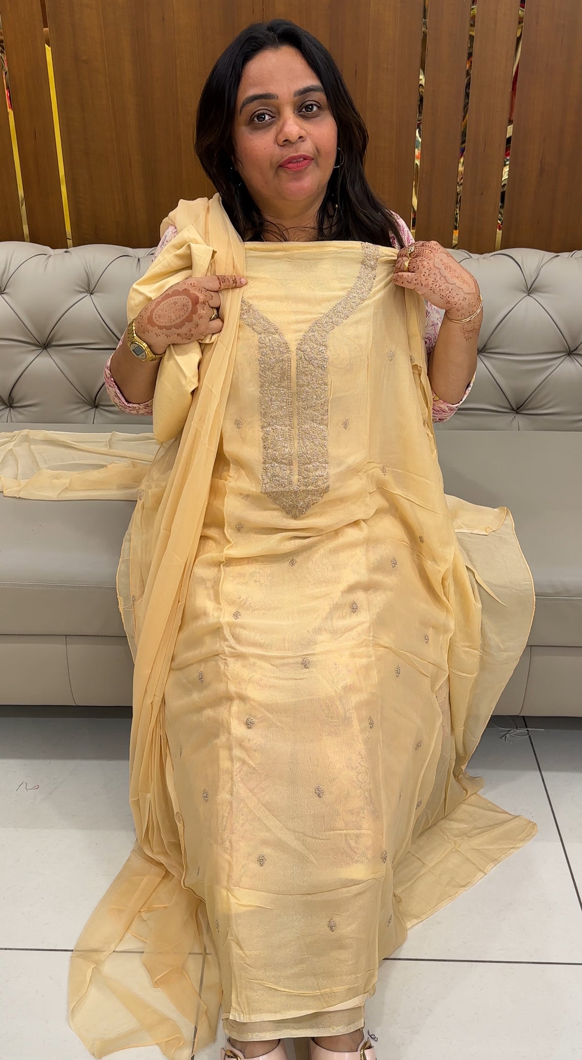 SHIMMER GEORGETTE UNSTITCHED SALWAR SUITS - IHA 27482