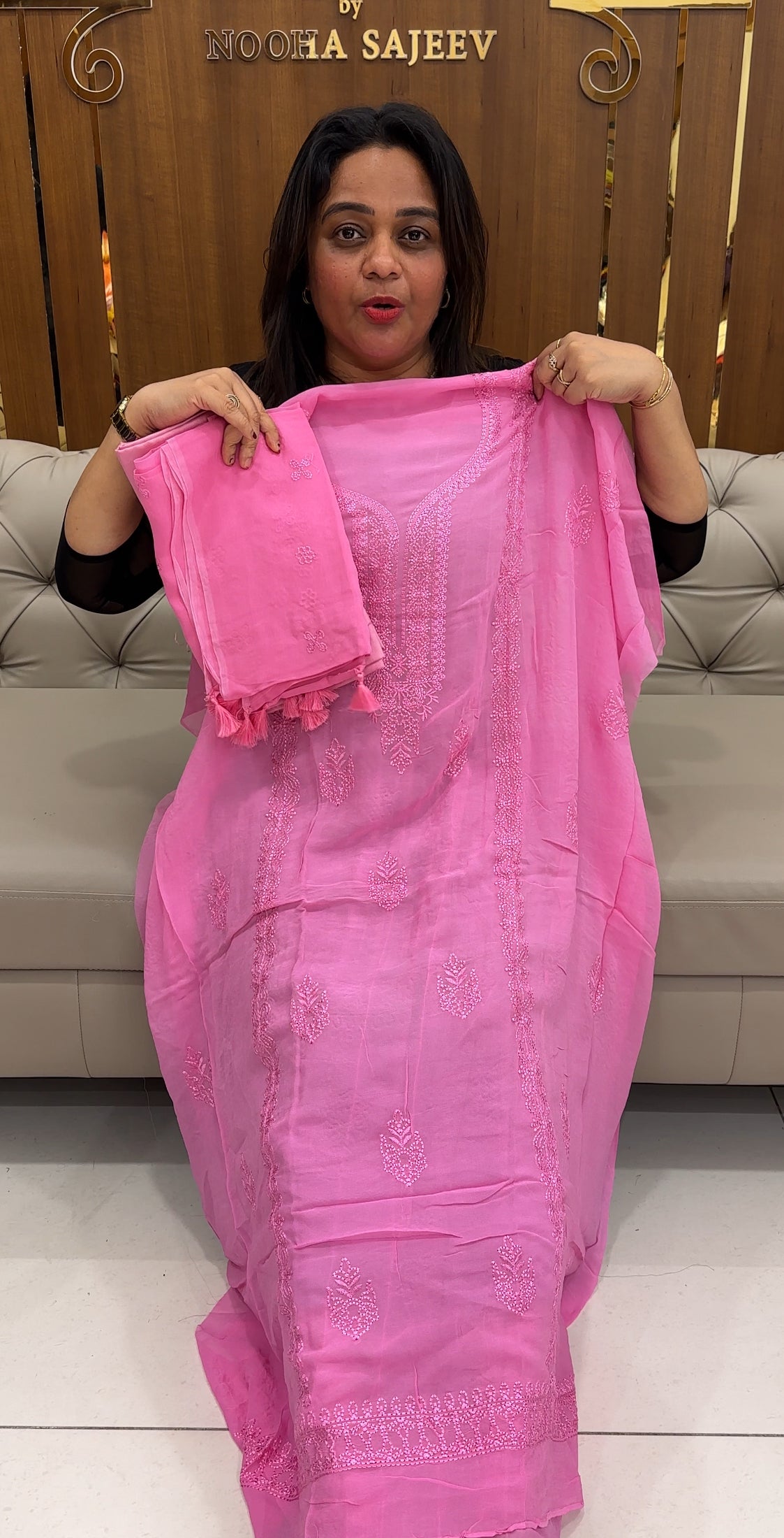 CHIKANKARI UNSTITCHED SALWAR SUITS - IHA 25883