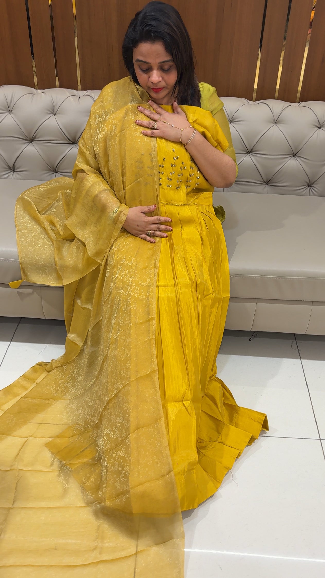 IHA'S IN-HOUSE TISSUE SEMI STITCHED DHAVANI SETS - 25032