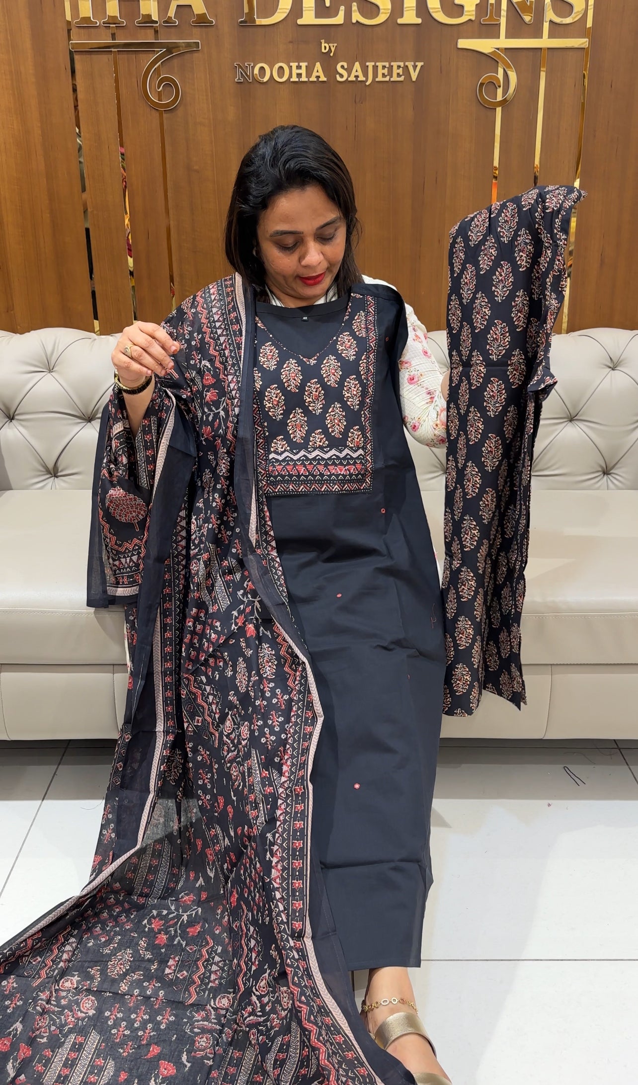 COTTON TOP, BOTTOM AND DUPATTA - IHA 25084