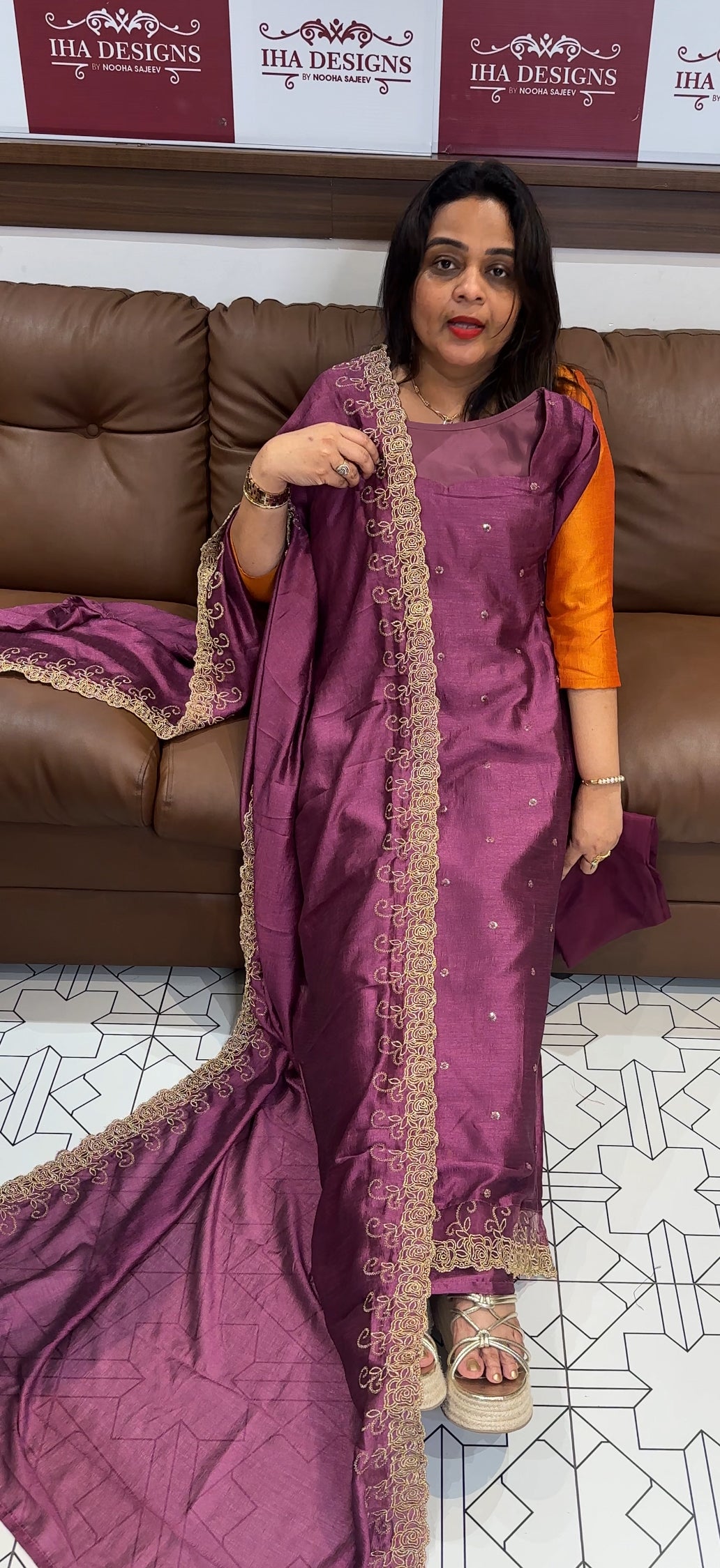 IHA'S IN-HOUSE SEMI RAW SILK TOP ,BOTTOM AND DUPATTA - IHA 24434