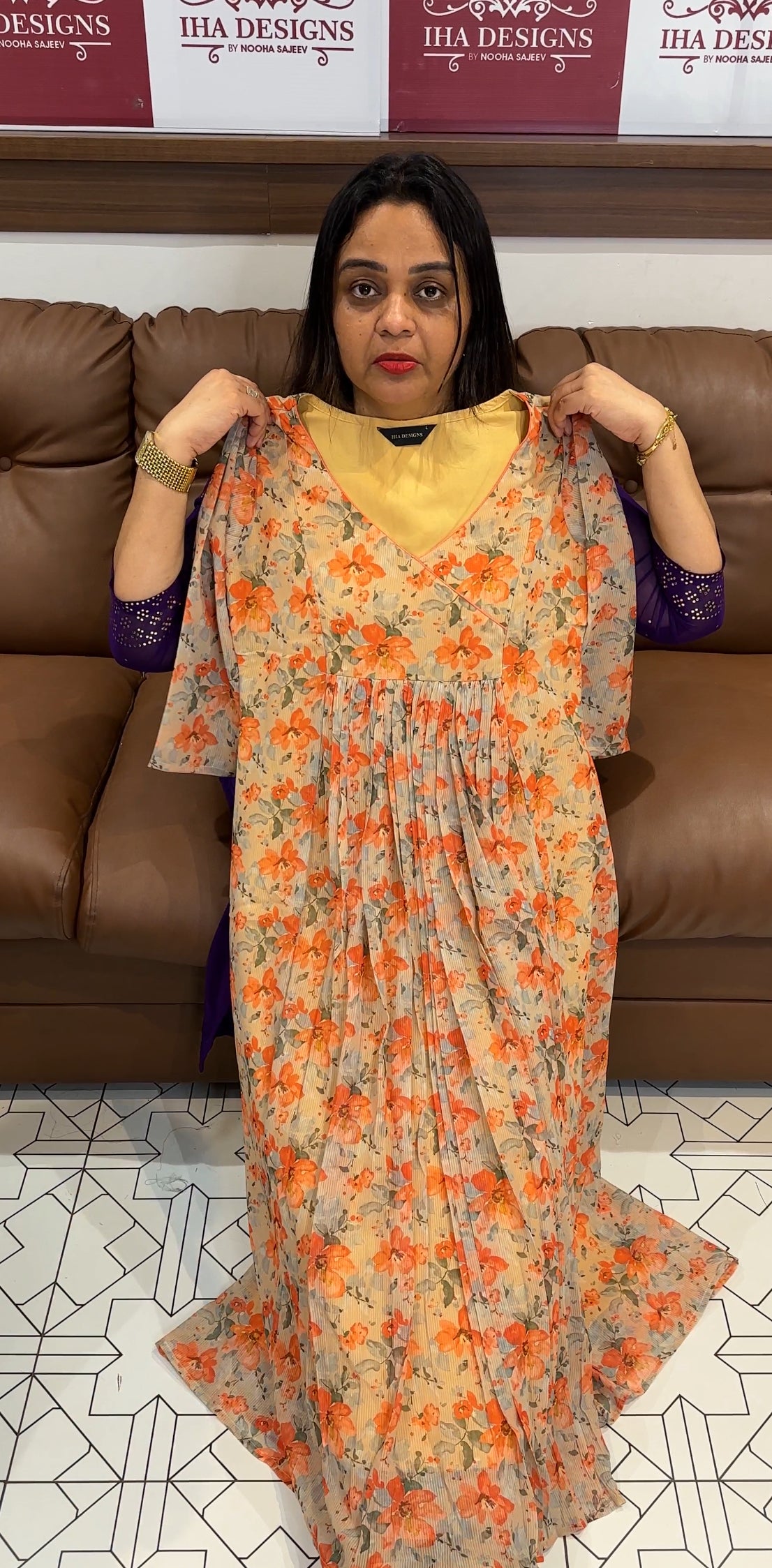 PRINTED GEORGETTE ALINE TOPS - IHA 22071