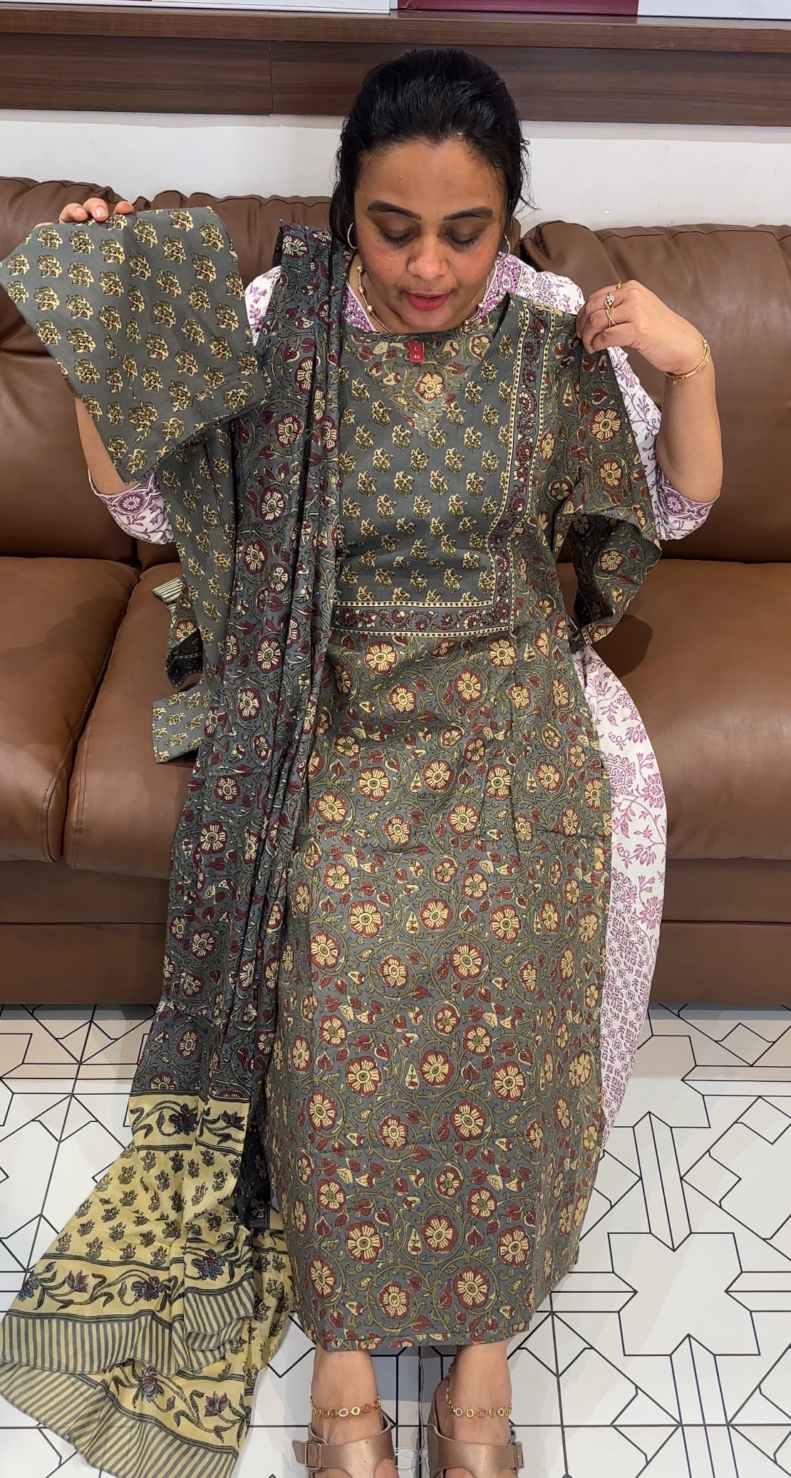 PRINTED COTTON TOP, BOTTOM AND DUPATTA - IHA 30762