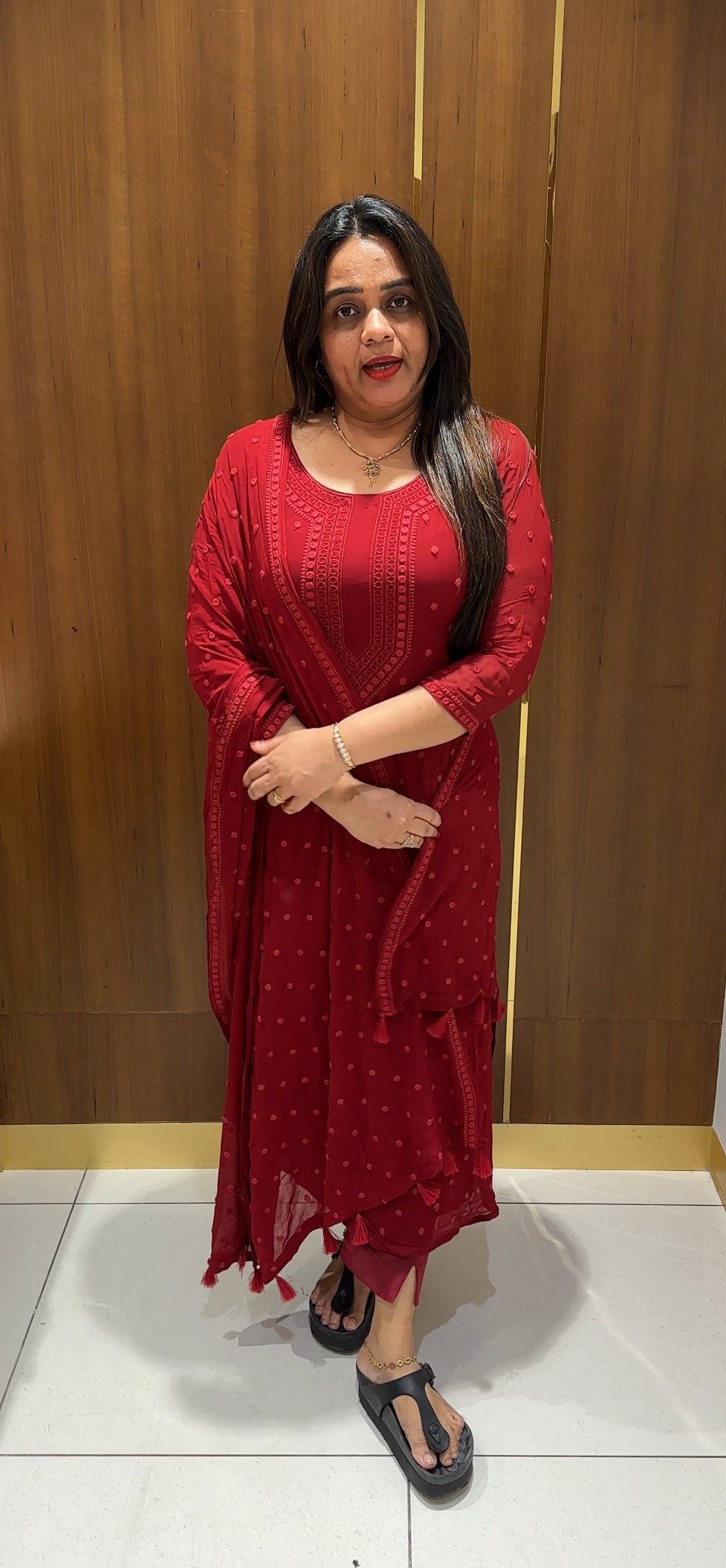 LUCKNOWI CHIKAMKARI TOP,BOTTOM AND DUPATTA - IHA 22779