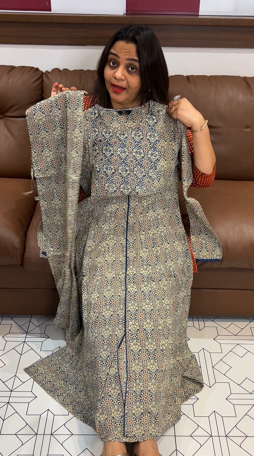 COTTON AJRAKH TOP AND BOTTOM - IHA 22813