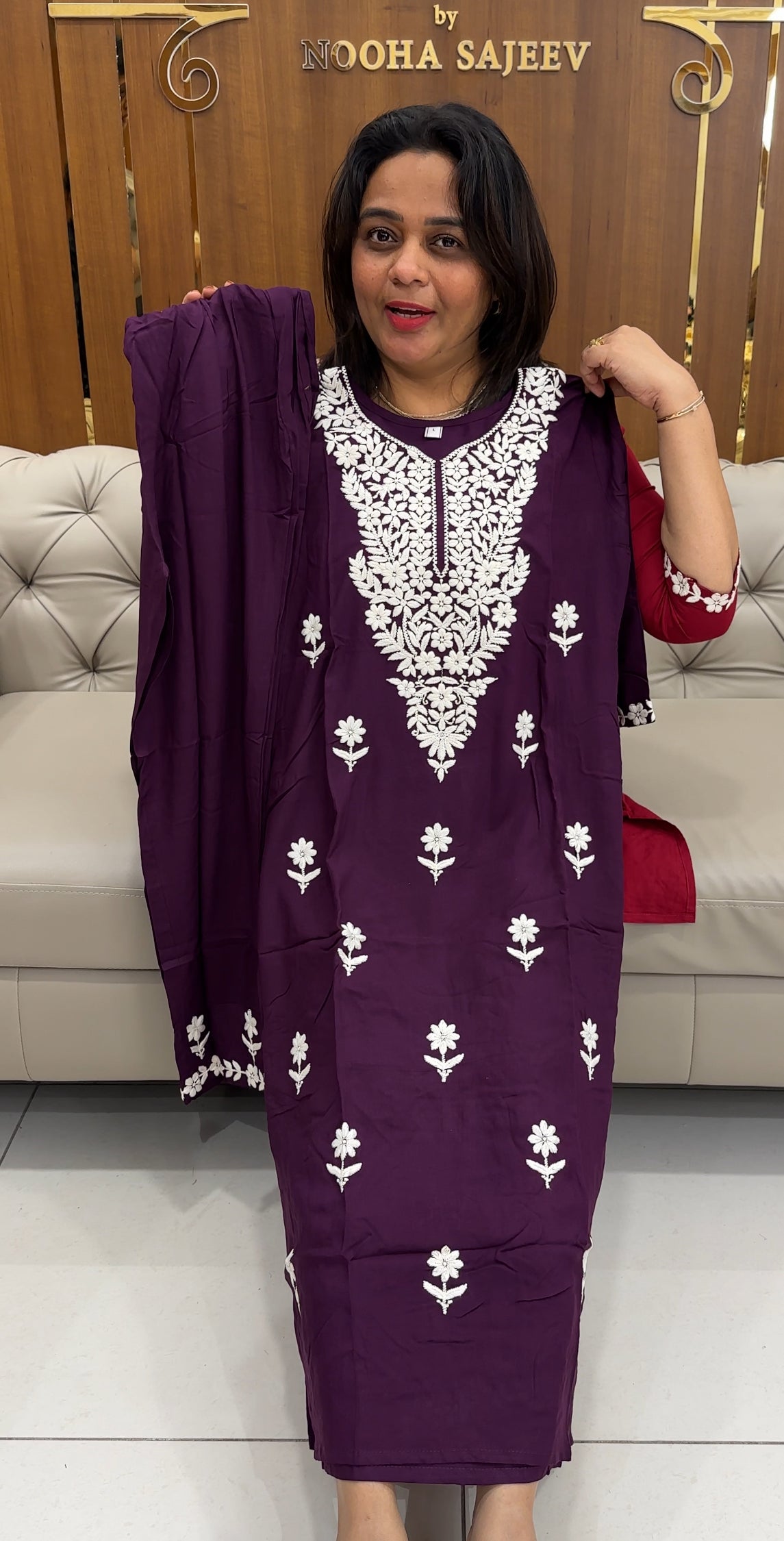 LUCKNOWI CHIKANKARI TOP AND BOTTOM - IHA 25676