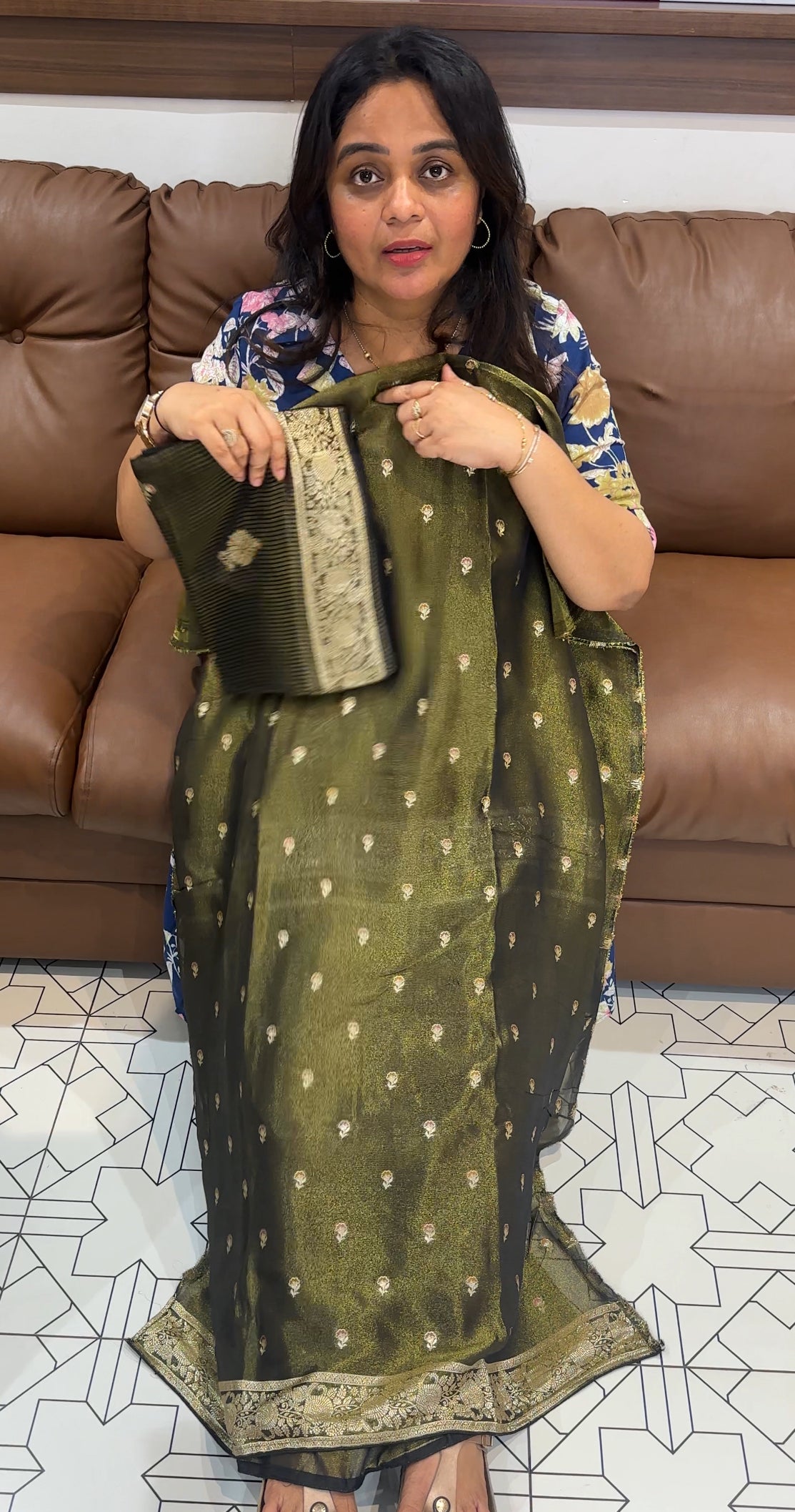 SHIMMER TISSUE UNSTITCHED SALWAR SUITS - IHA 26545