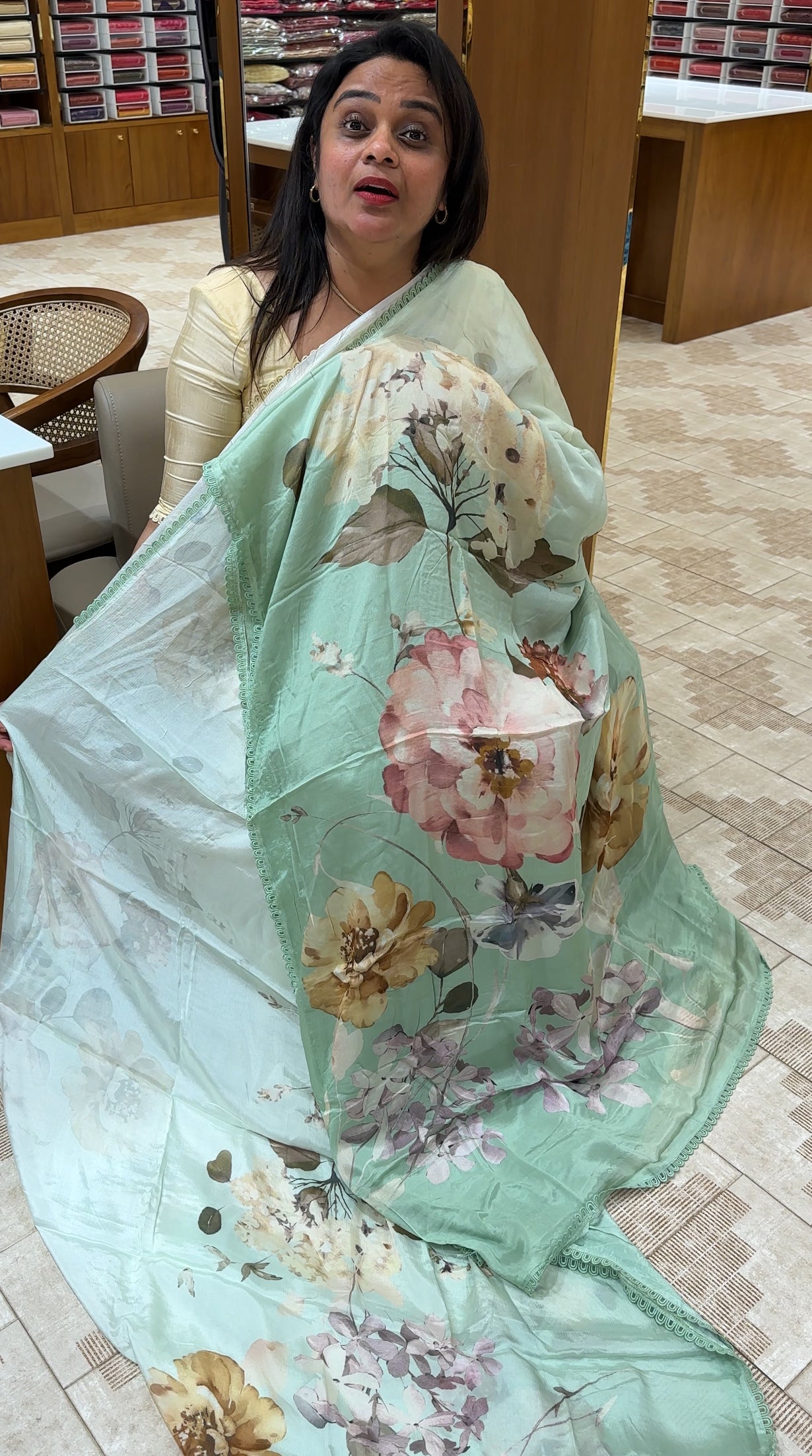 PLATINUM CHIFFON PRINTED SAREES - IHA 26024