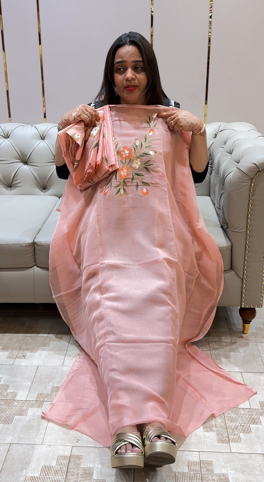 CRUSHED TISSUE UNSTITCHED SALWAR SUITS - IHA 22023