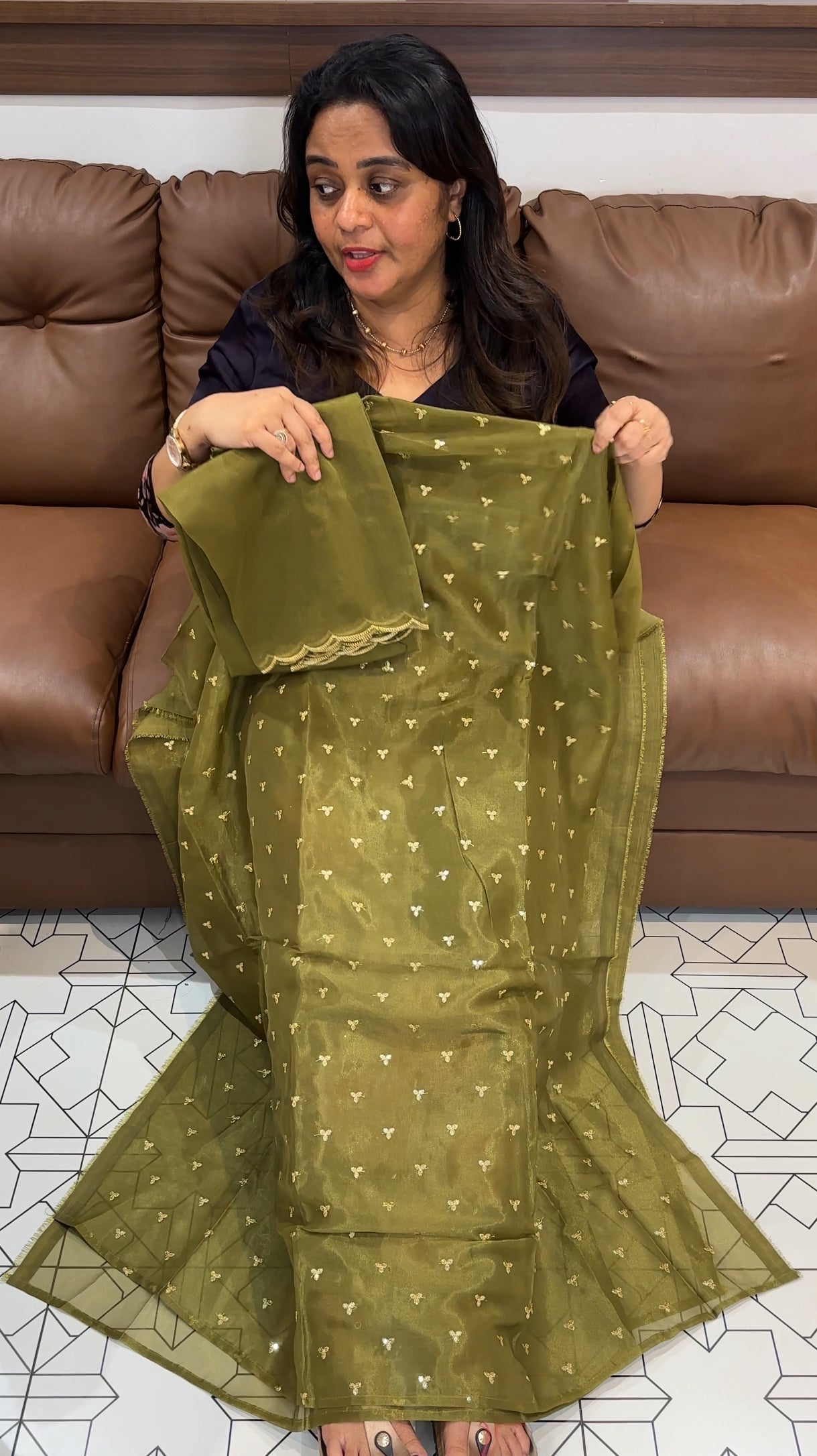 SHIMMER TISSUE UNSTITCHED SALWAR SUITS - IHA 26609