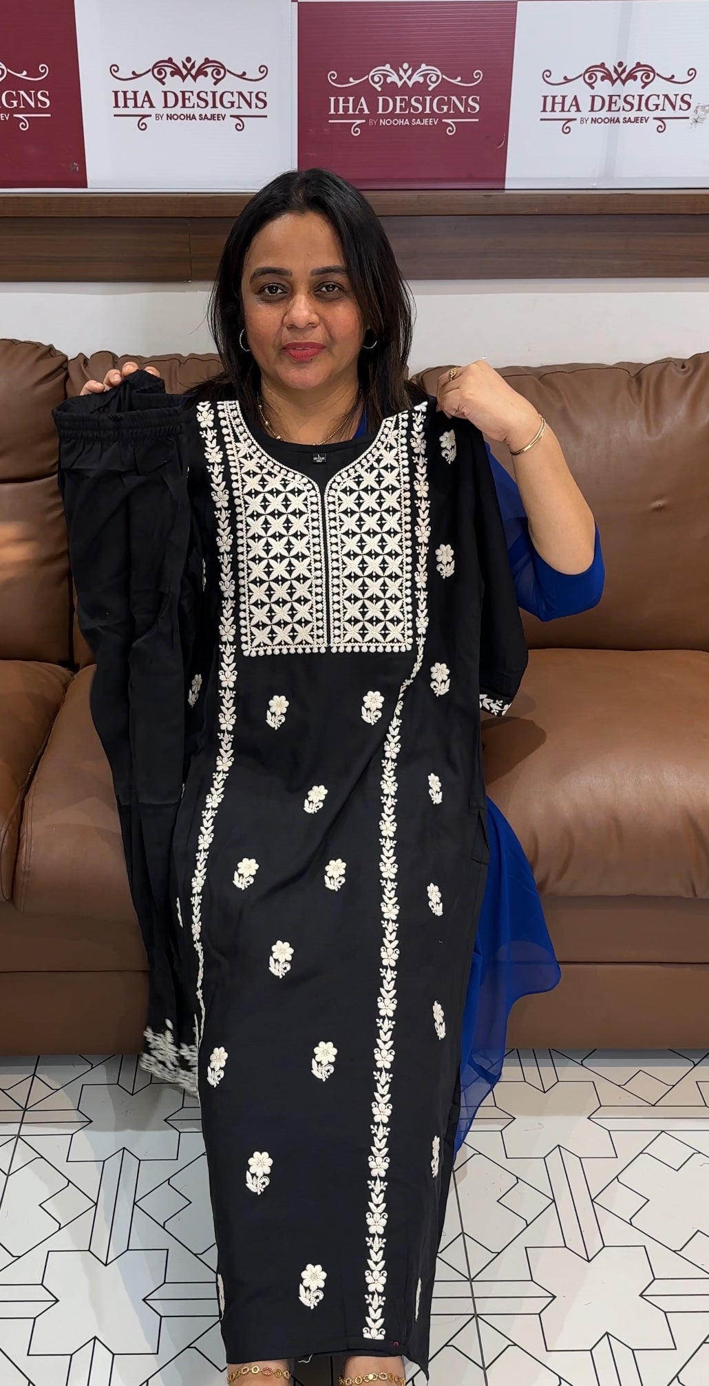 LUCKNOWI CHIKANKARI TOP AND BOTTOM - IHA 27199