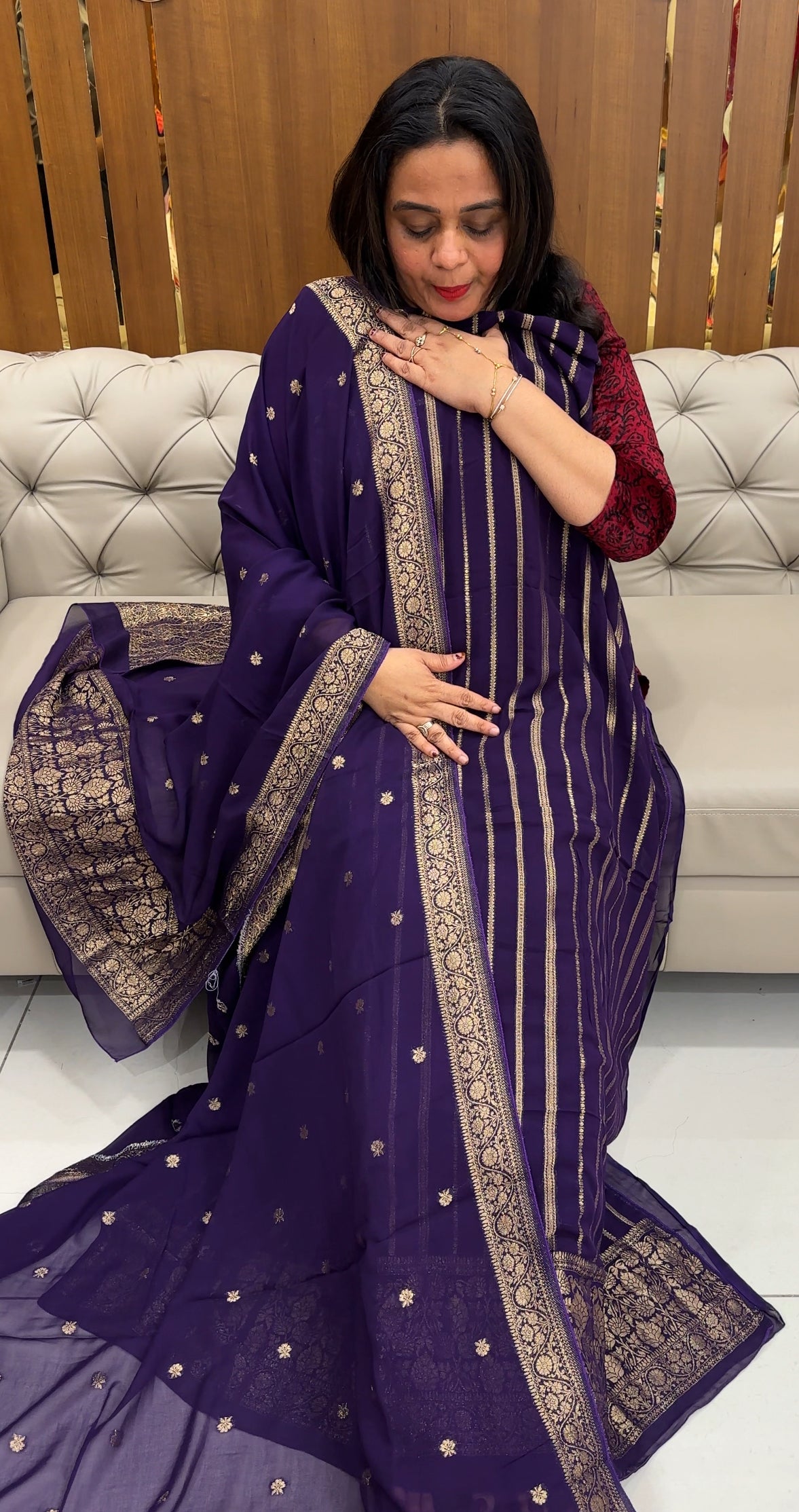 GEORGETTE BANARASI UNSTITCHED SALWAR SUITS - IHA 26039