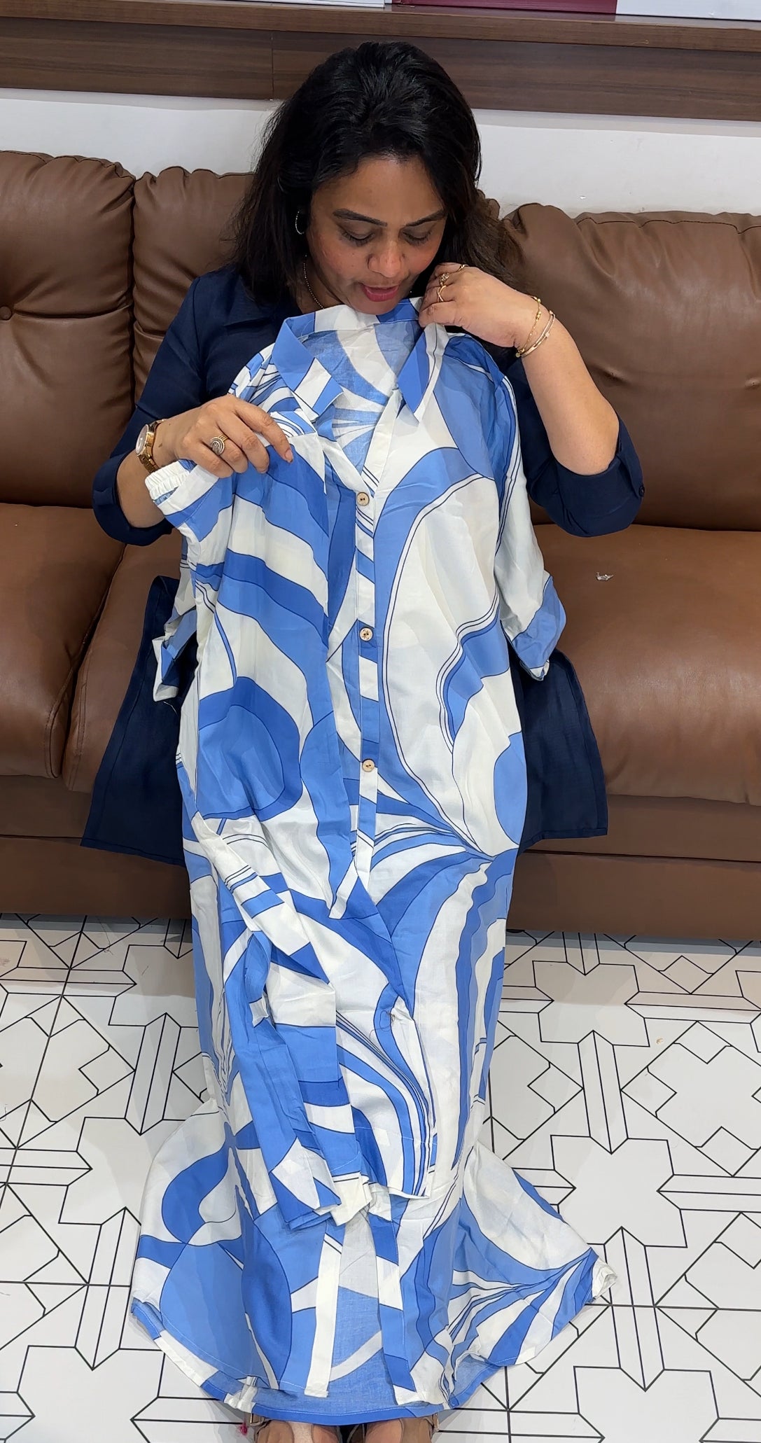 PRINTED RAYON TOP AND BOTTOM - IHA 26579
