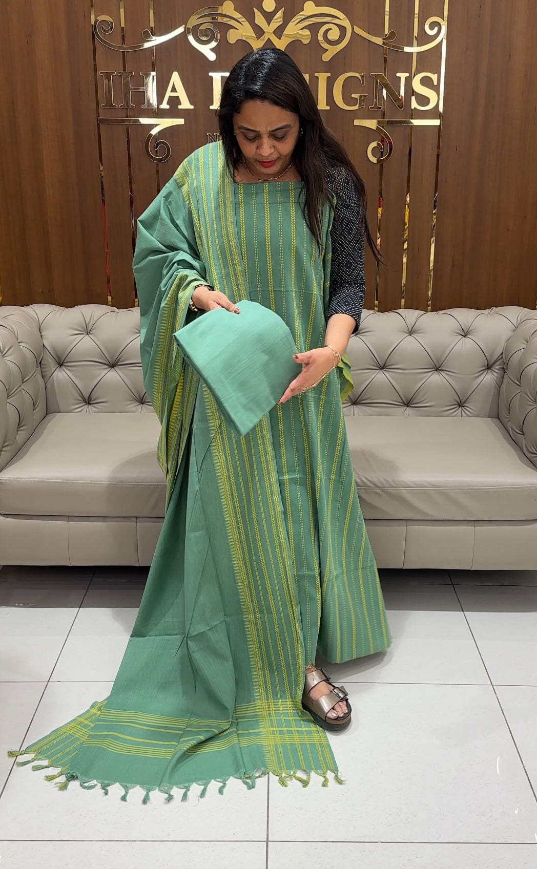 HAND LOOM COTTON UNSTITCHED SALWAR SUITS - IHA 24520