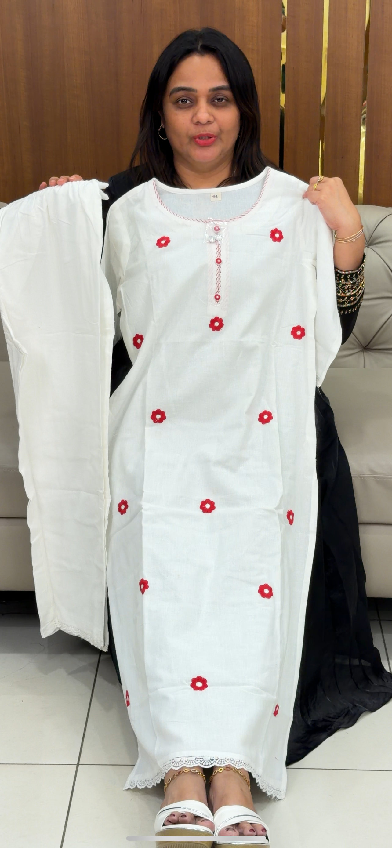 COTTON LINEN LONG TOP AND BOTTOM - IHA 29084