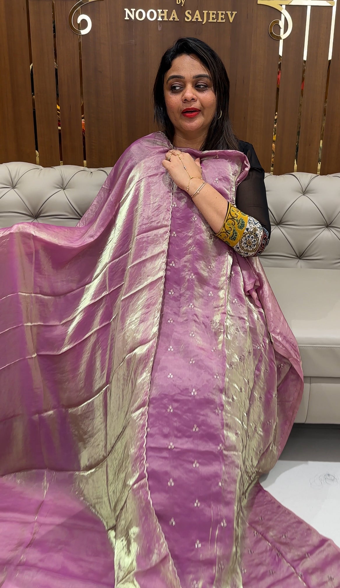 VELVET ORGANZA UNATITCHED SALWAR SUITS - IHA 24168