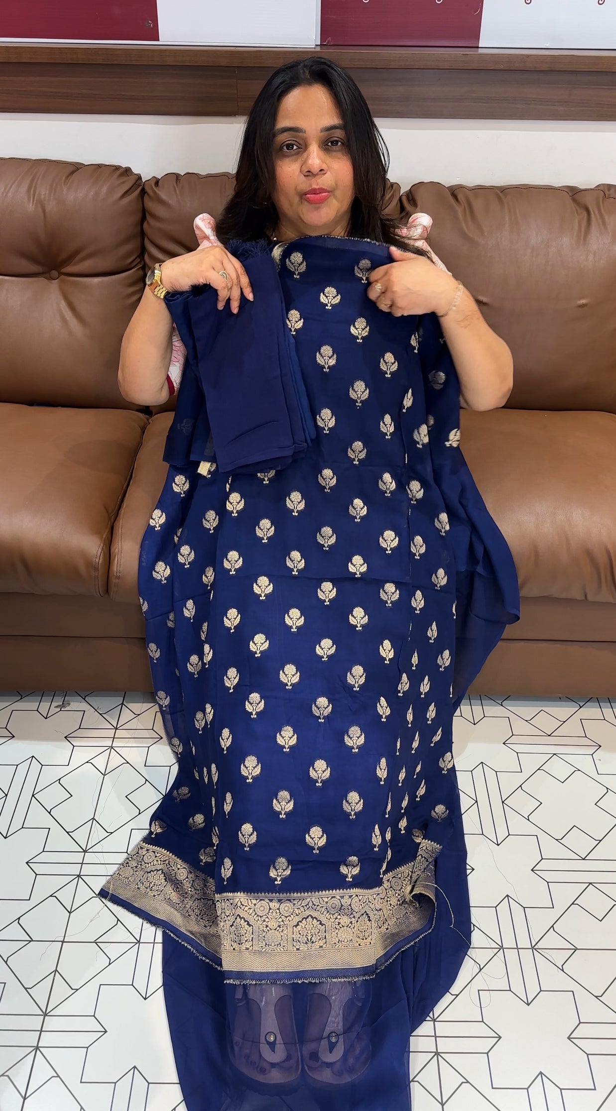 SEMI BANARASI UNSTITCHED SALWAR SUITS - IHA 27681