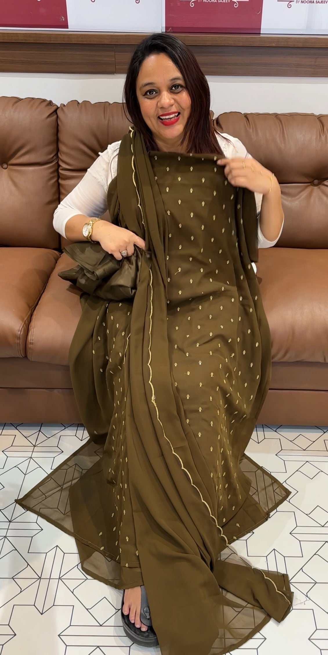 FAUX GEORGETTE UNSTITCHED SALWAR SUIT - IHA 9592