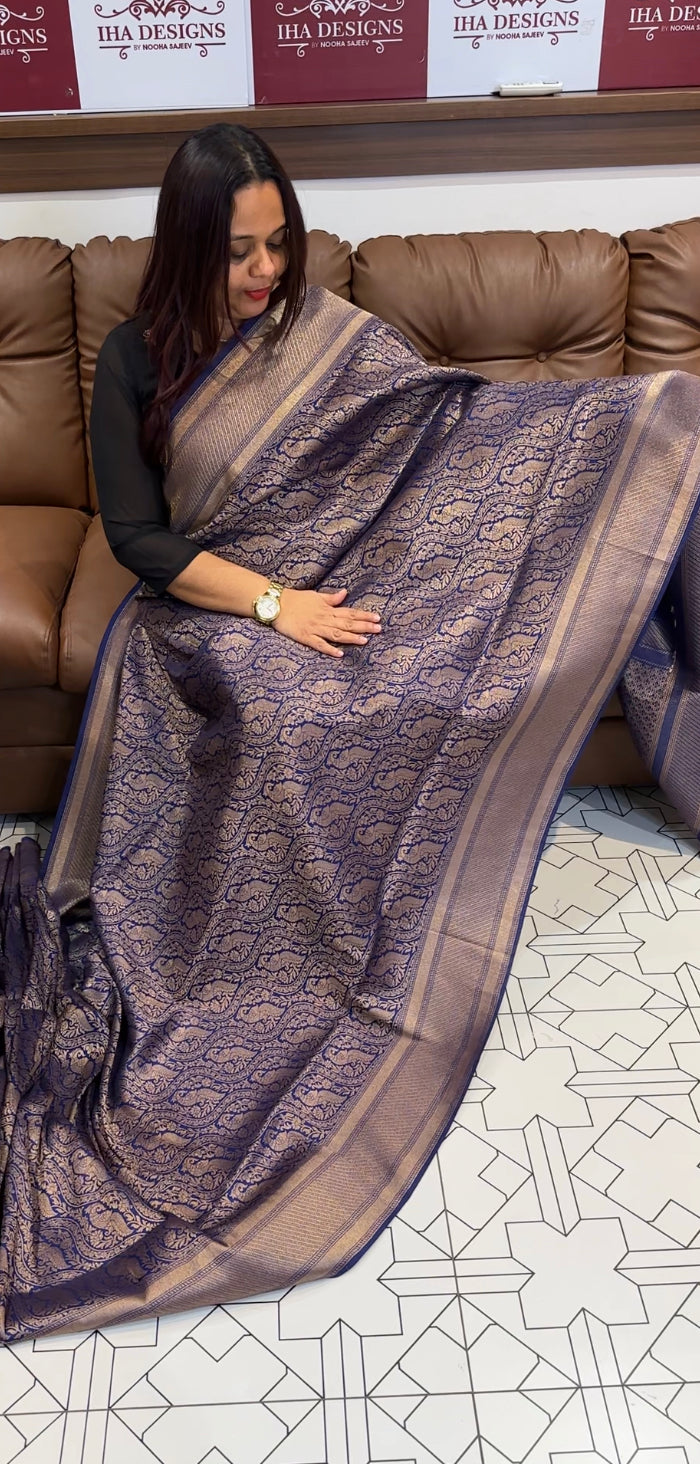 DESIGNER SEMI KATAN BANARASI SILK SAREE - IHA 8175