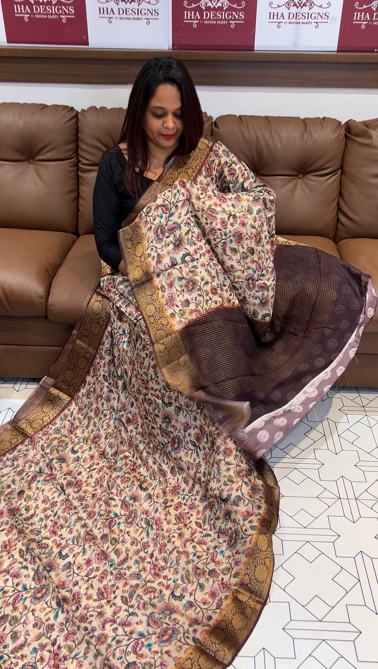 PRINTED CRAPE SILK SAREES - IHA 9653