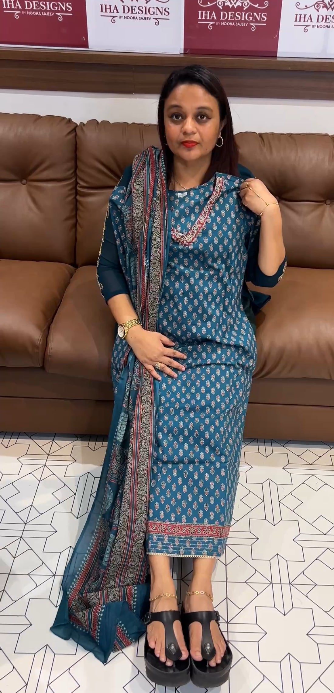 BUDGET BUY PRINTED COTTON TOP , BOTTOM AND DUPATTA - IHA 9759