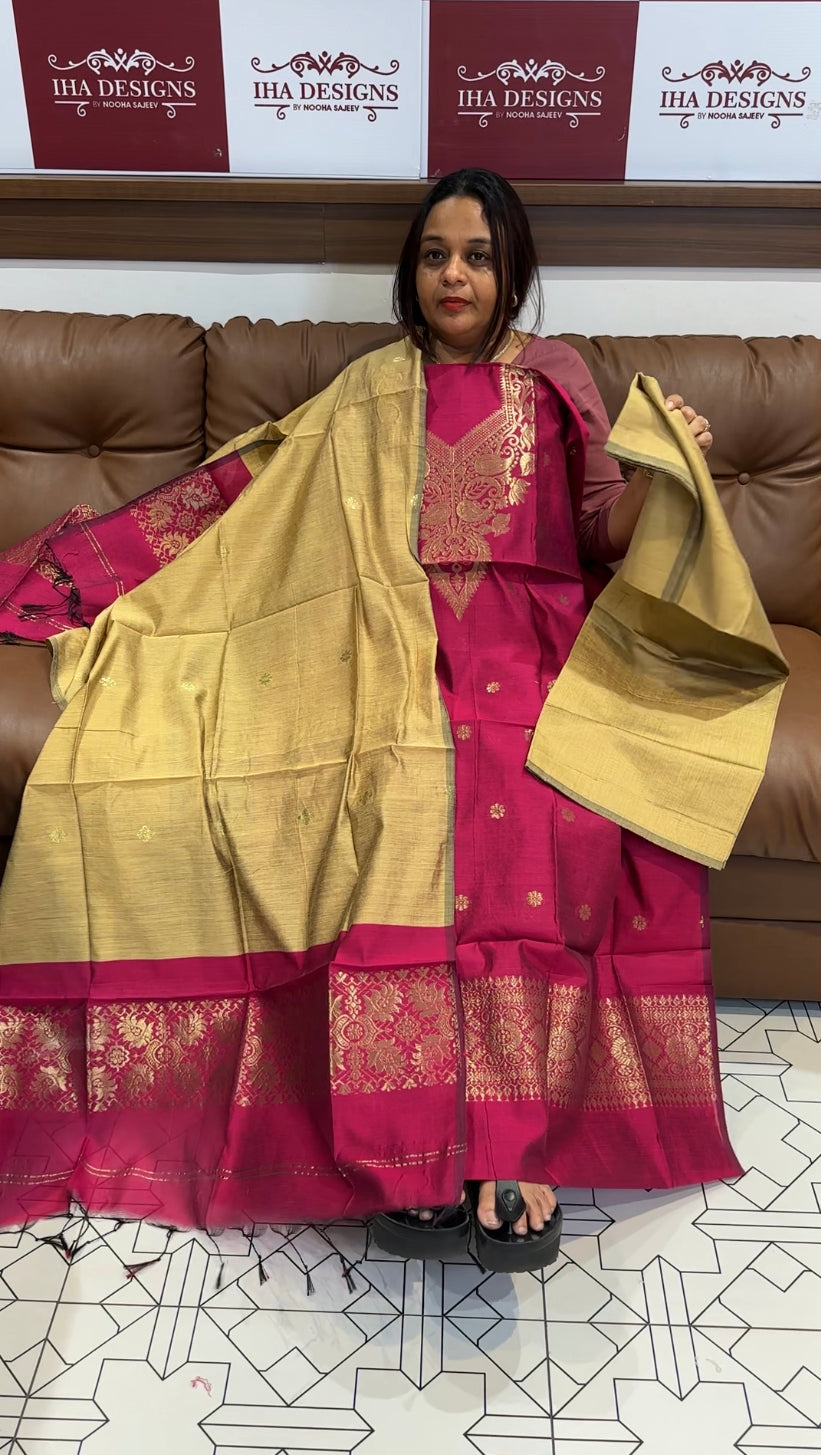 SILK UNSTITCHED SALWAR SUIT - IHA 8570