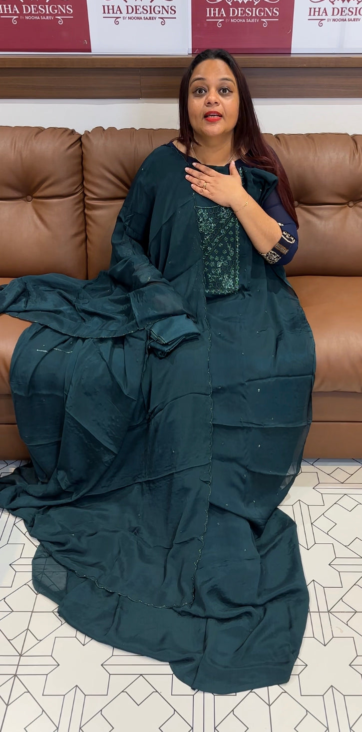 PLATINUM CHIFFON UNSTITCHED SALWAR SUITS - IHA 8411