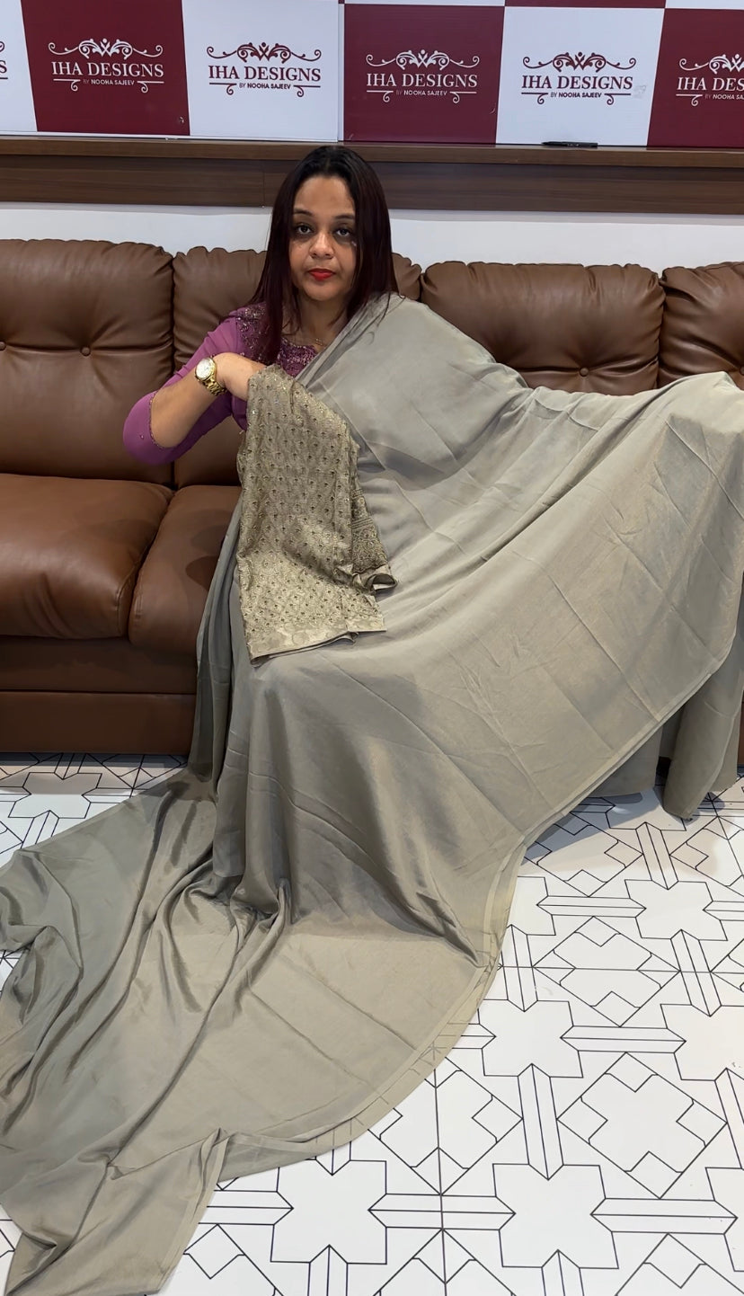 BUDGET BUY SEMI CRAPE SAREE - IHA 8146