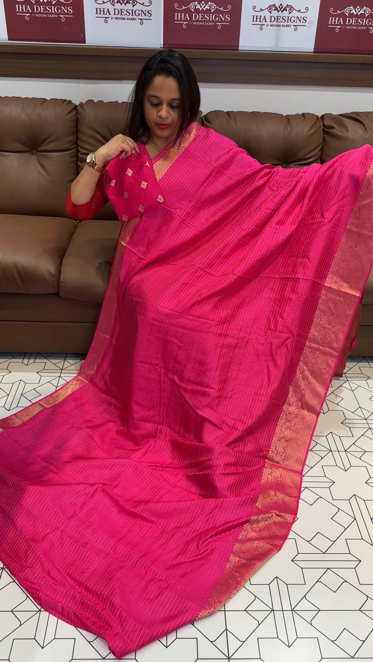 DESIGNER SEMI BANARASI SILK SAREES - IHA 9670