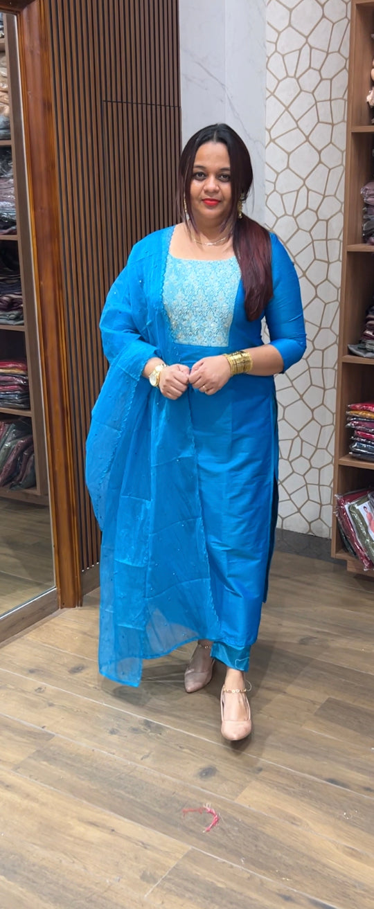 BUDGET BUY SILK UNSTITCHED SALWAR SUITS - IHA 8122