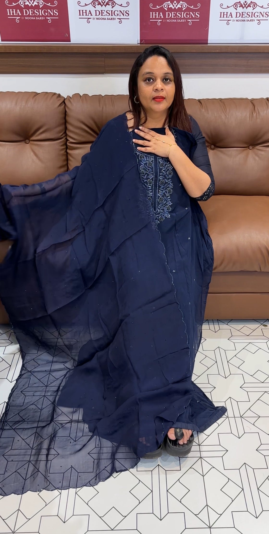 HAND WORKED UNSTITCHED SALWAR SUITS - IHA 9858