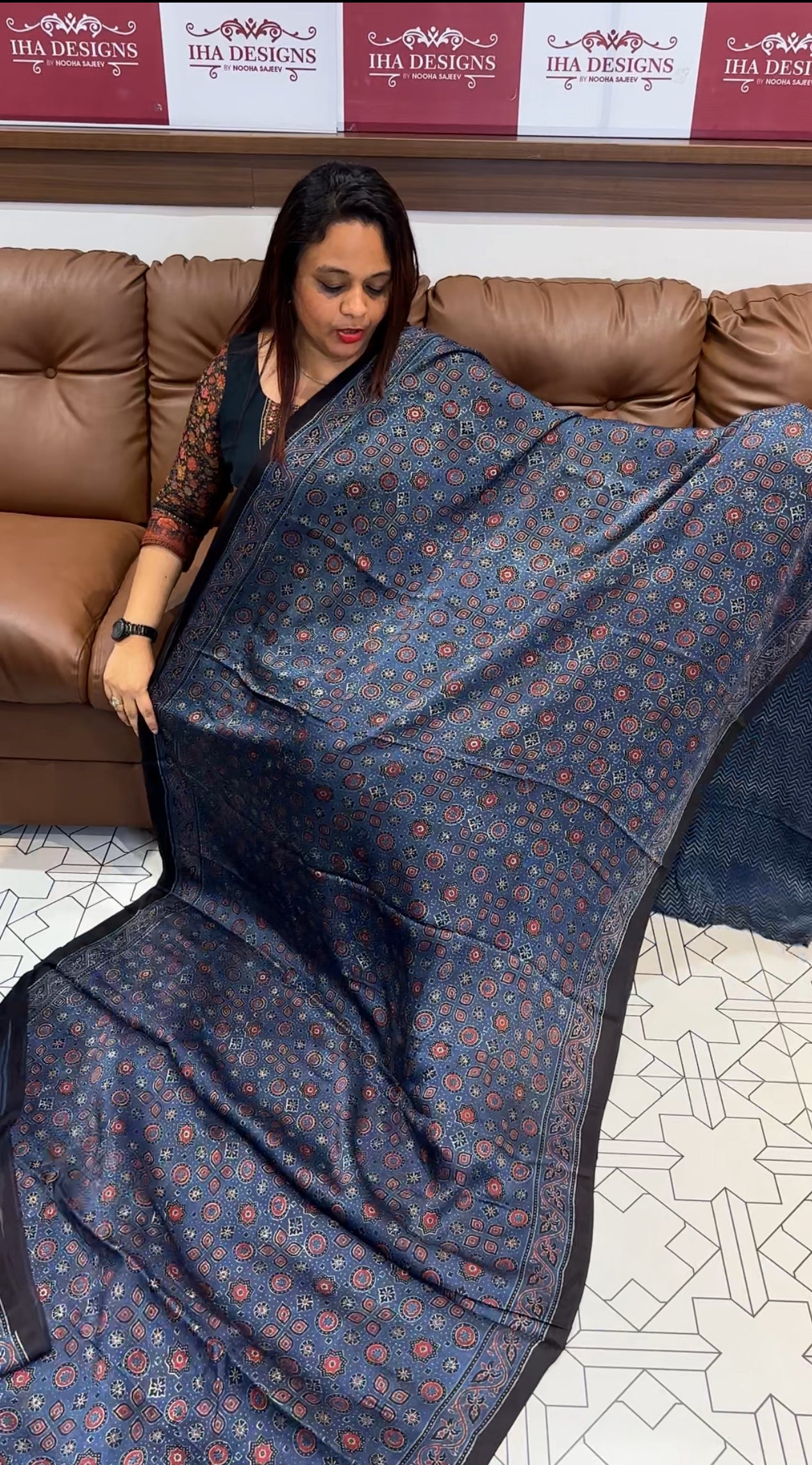 AJRAKH PRINTED MODAL SAREES - IHA 9831
