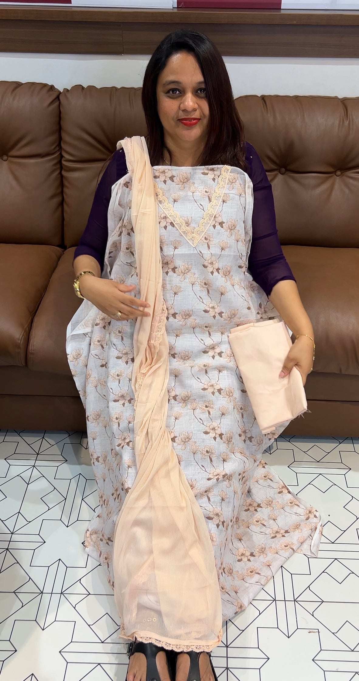 COTTON LINEN UNSTITCHED SALWAR SUITS - IHA 9792
