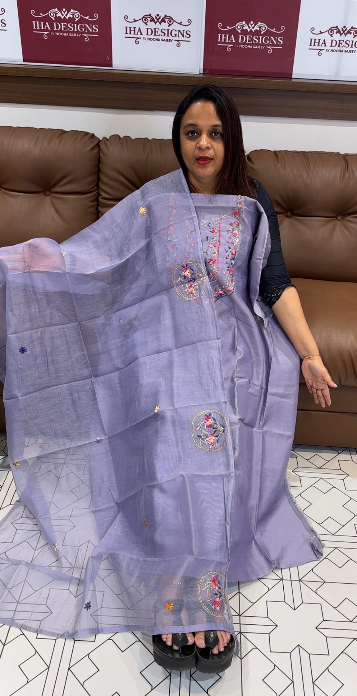 SILK CHANDERI UNSTITCHED SALWAR SUITS - IHA 9860