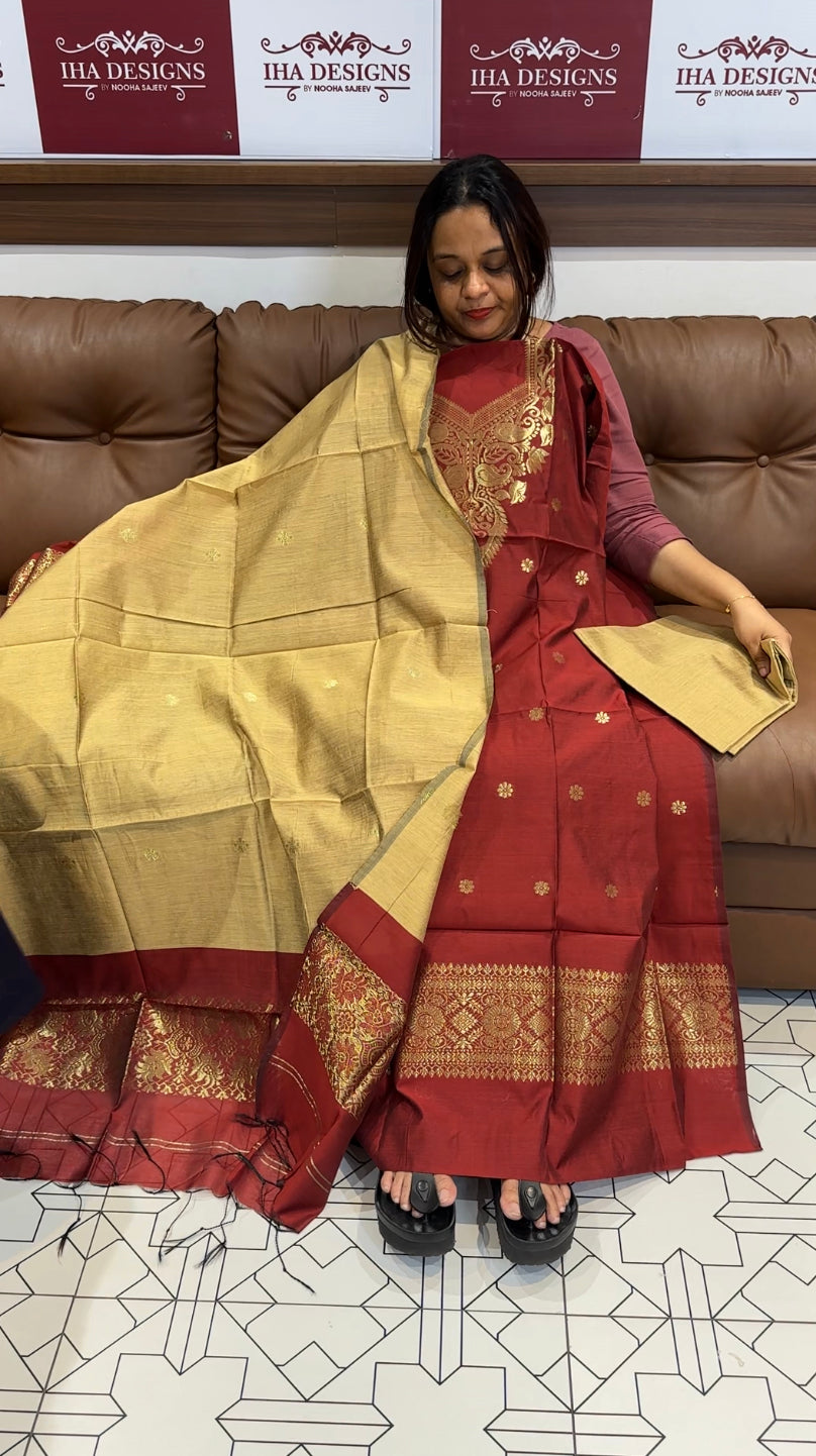 SILK UNSTITCHED SALWAR SUIT - IHA 8570
