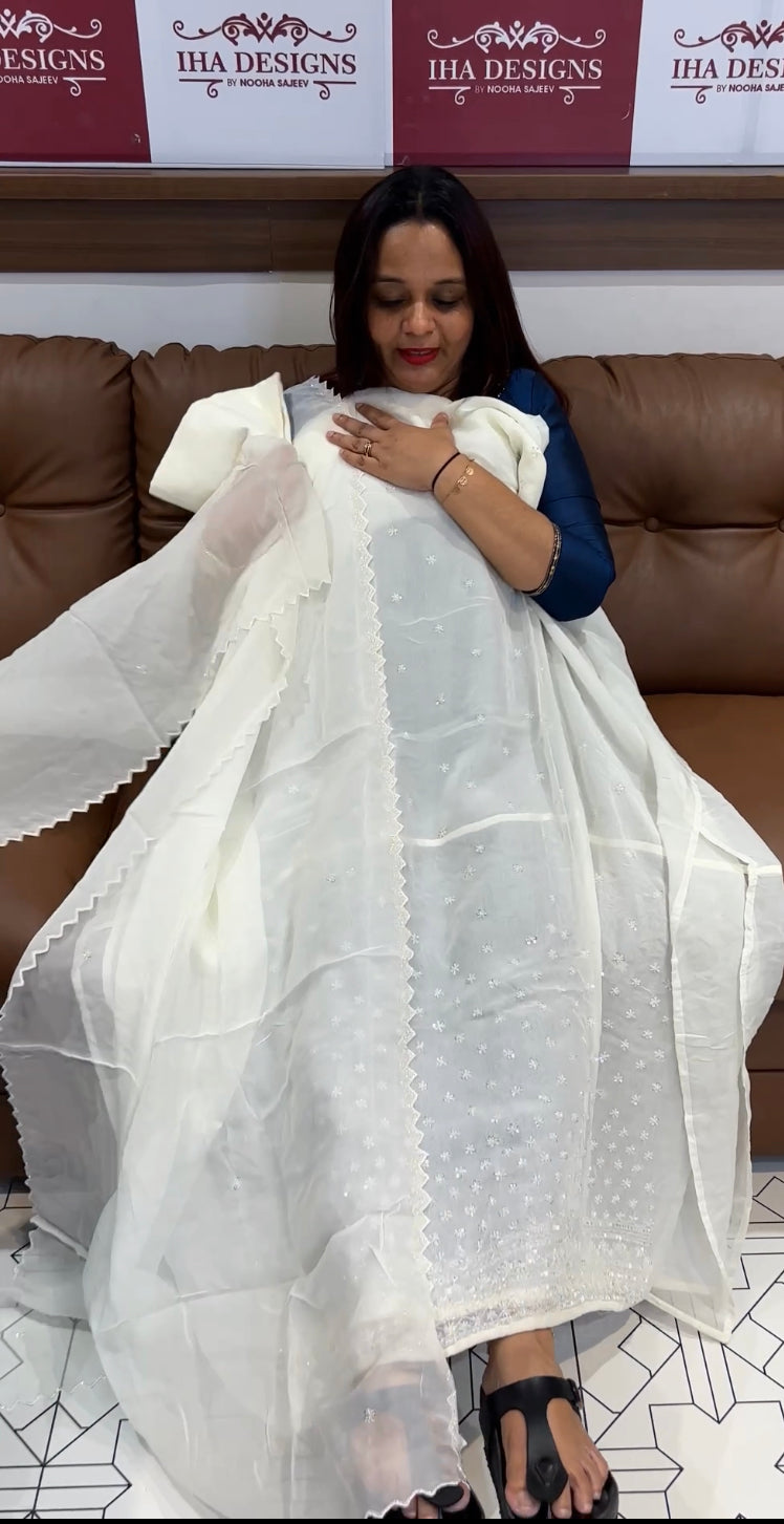 VISCOSE ORGANZA UNSTITCHED SALWAR SUITS - IHA 8476