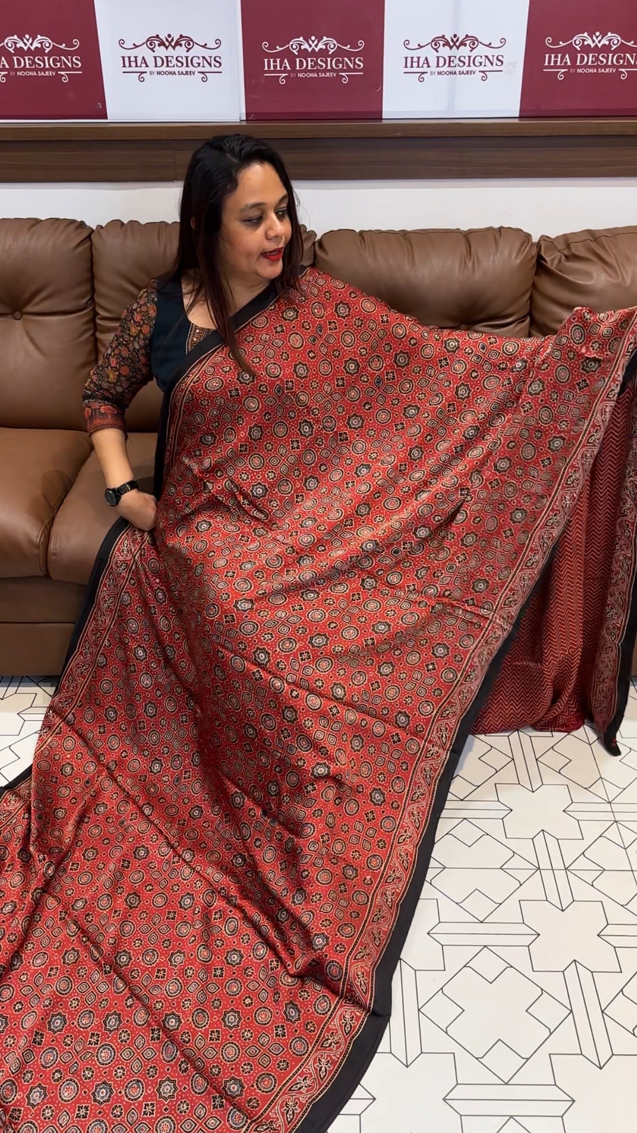 AJRAKH PRINTED MODAL SAREES - IHA 9831
