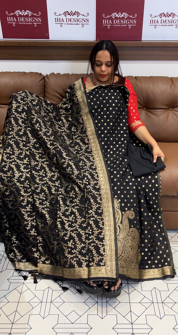 DESIGNER KATAN BANARASI UNSTITCHED SALWAR SUIT - IHA 8595