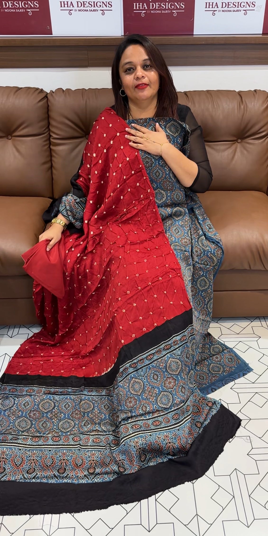 AJRAKH PRINTED UNSTITCHED SALWAR SUIT - IHA 9571
