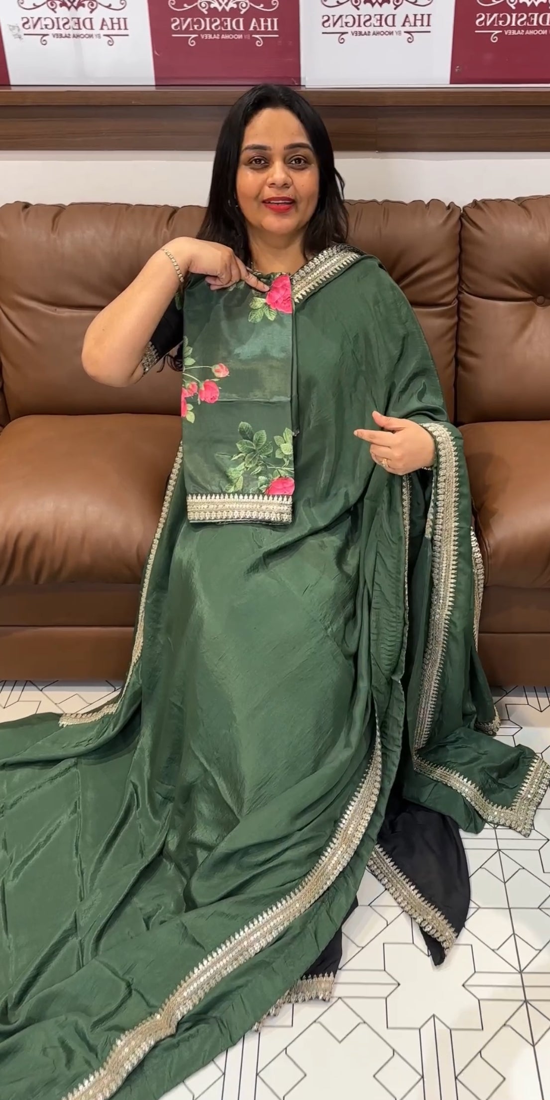 IHA'S IN-HOUSE PLATINUM CHIFFON SAREES - IHA 22174