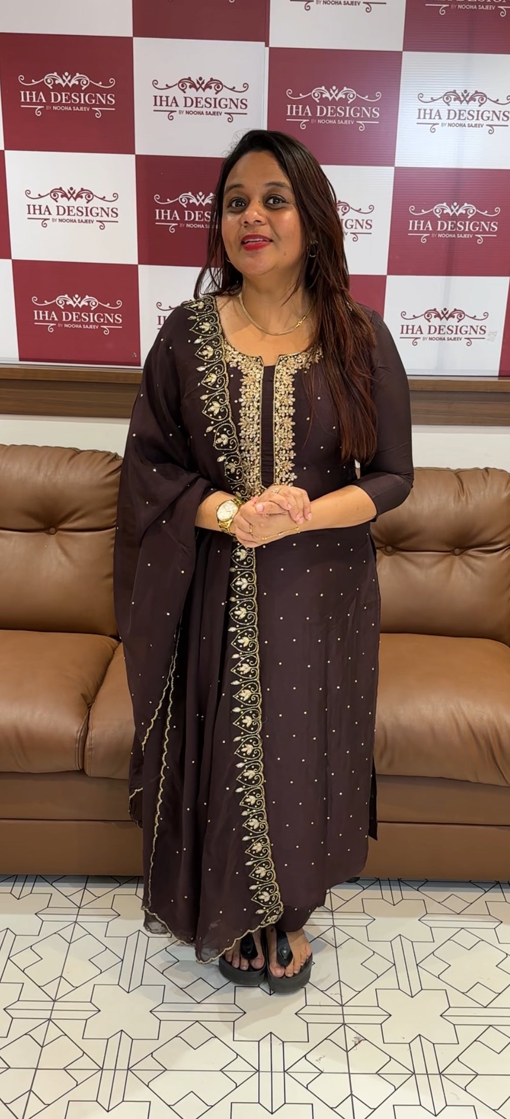 HAND WORKED DOLA SILK UNSTITCHED SALWAR SUIT - IHA 9599