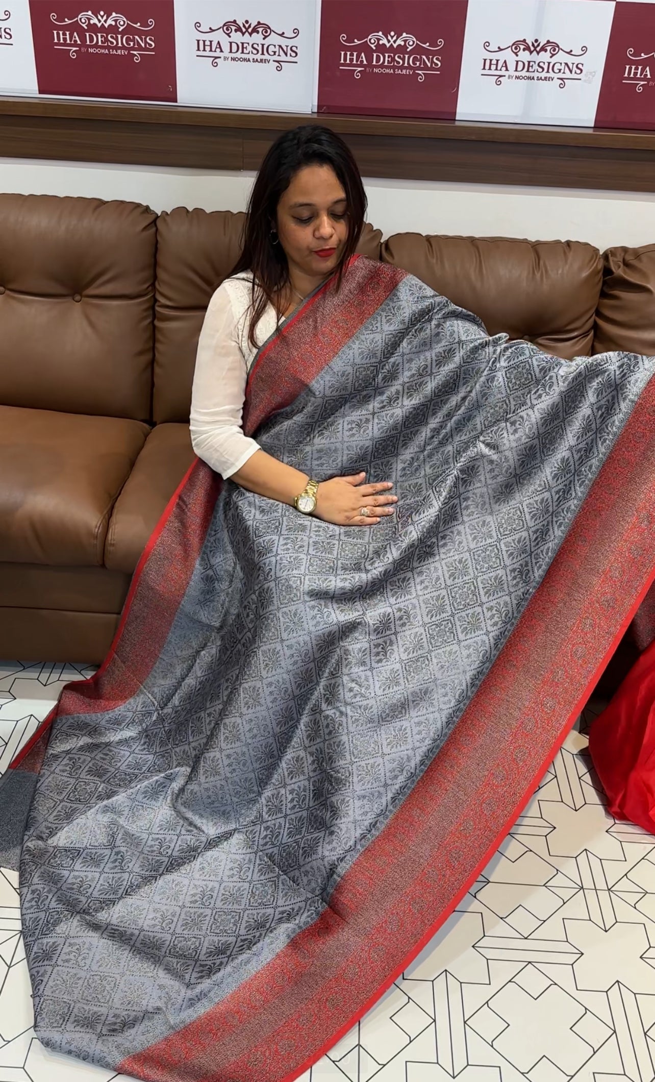 DESIGNER SEMI BANARASI SILK SAREES - IHA 9591