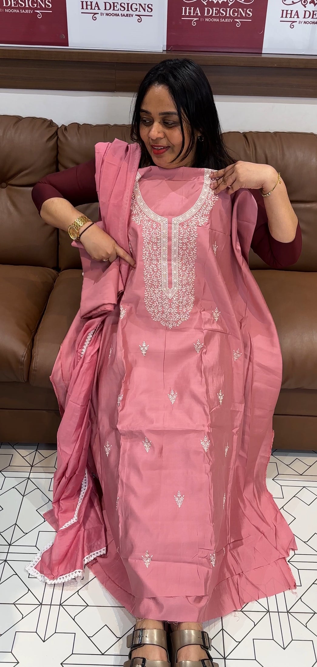 BUDGET BUY CHIKANKARI UNSTITCHED SALWAR SUITS - IHA 22842