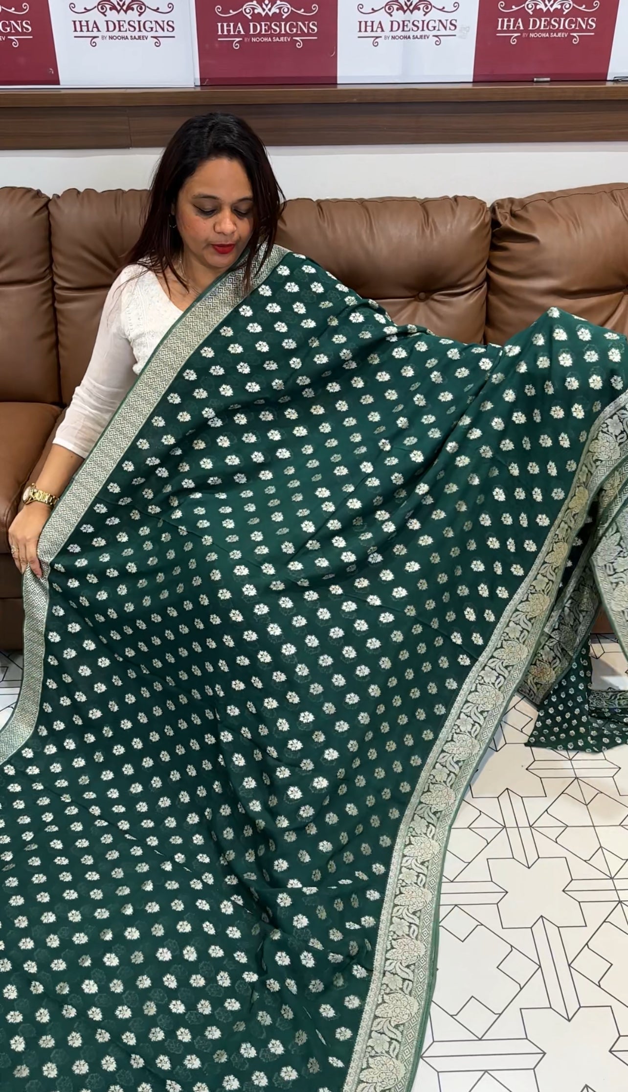 VISCOSE GEORGETTE BANARASI SILK SAREES - IHA 9590