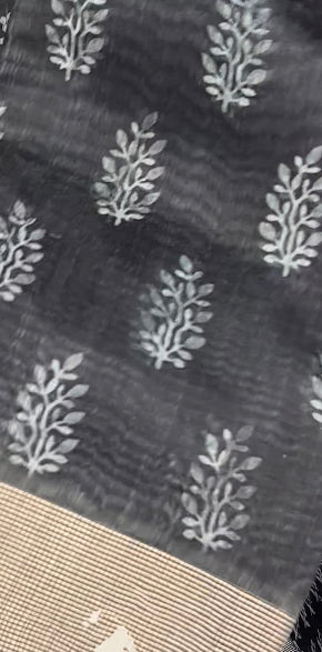 BUDGET BUY PRINTED SEMI LINEN SAREE - IHA 8169