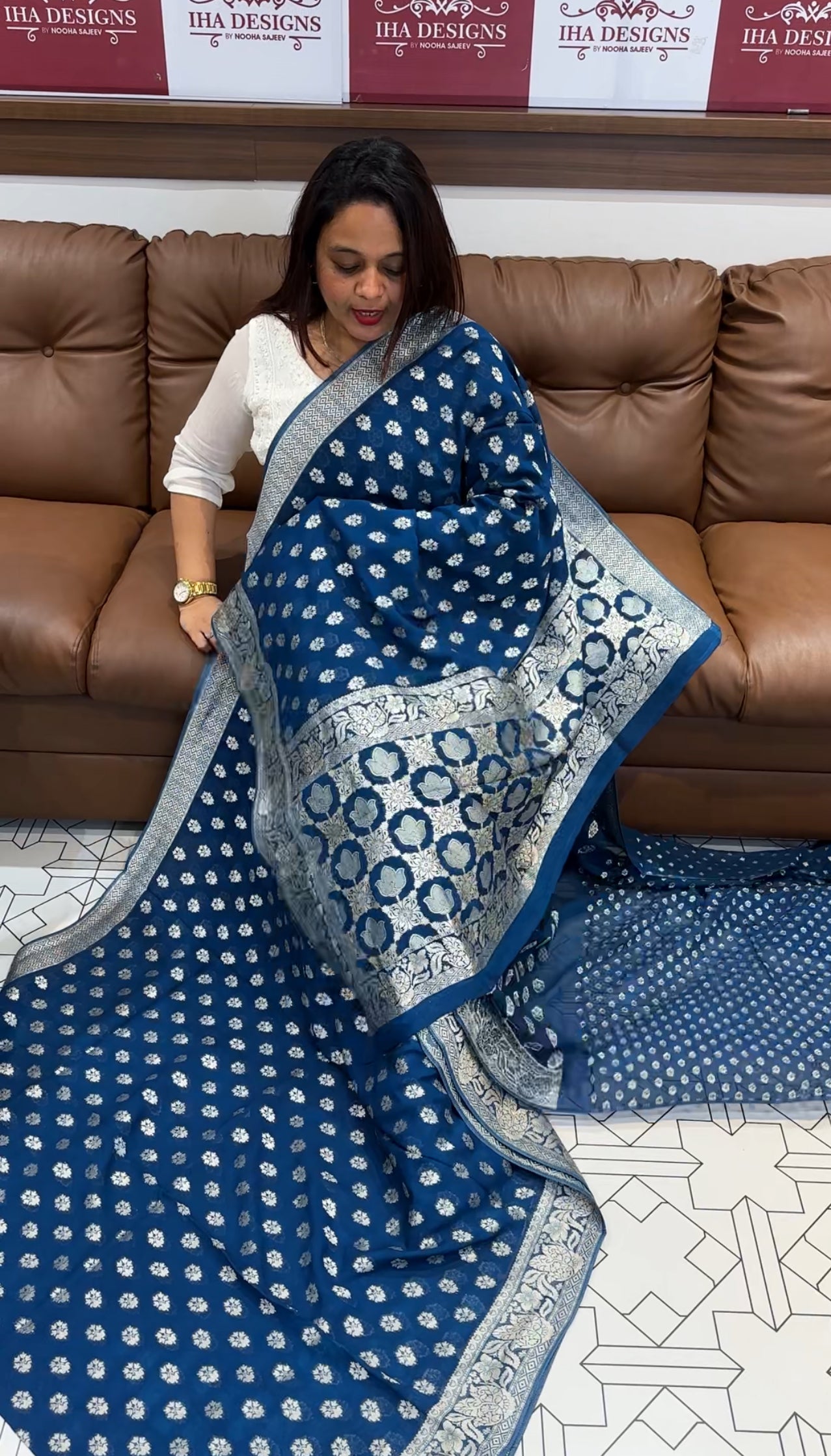 VISCOSE GEORGETTE BANARASI SILK SAREES - IHA 9590